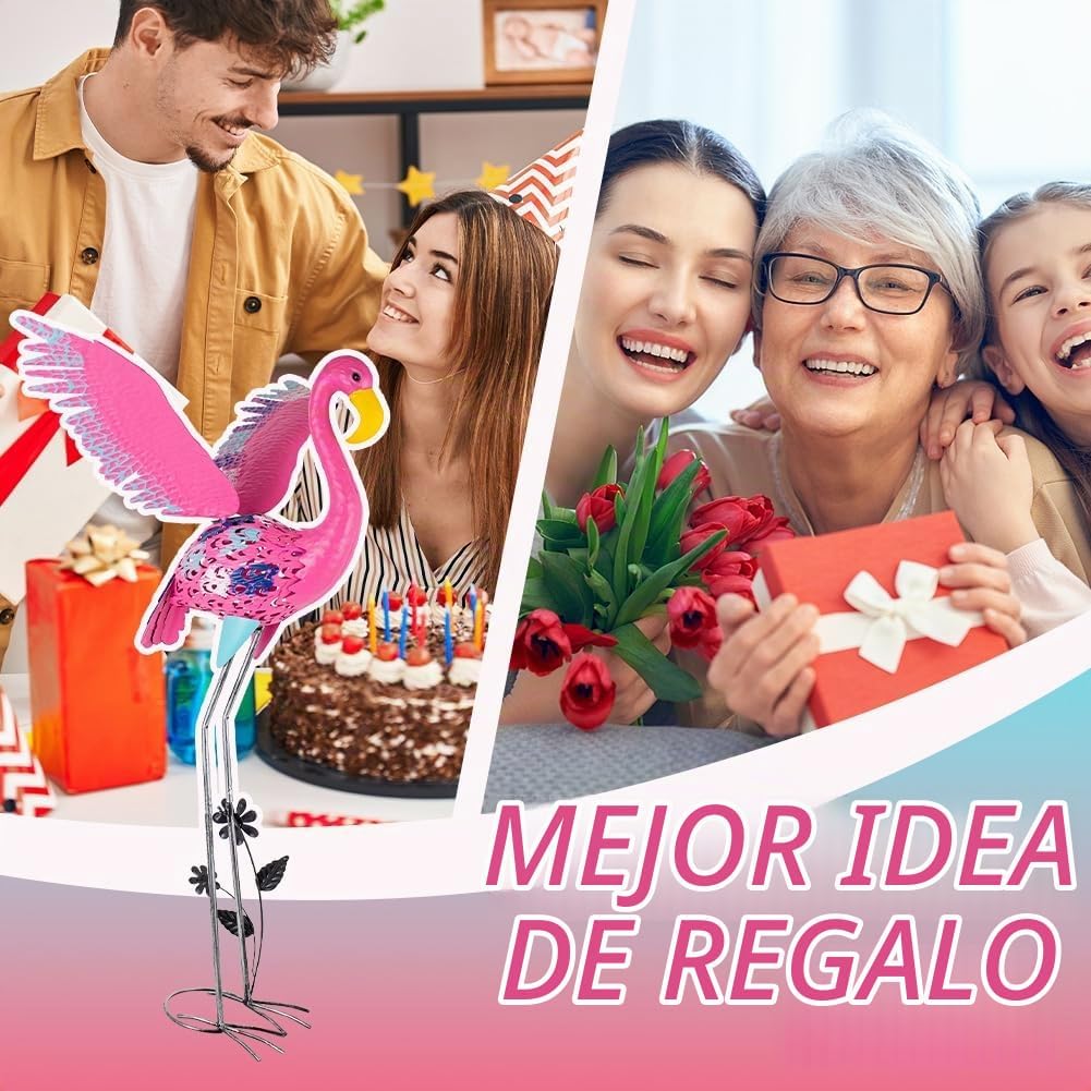 ViteenLight Estatuas de flamenco de metal de 42 pulgadas para exter...