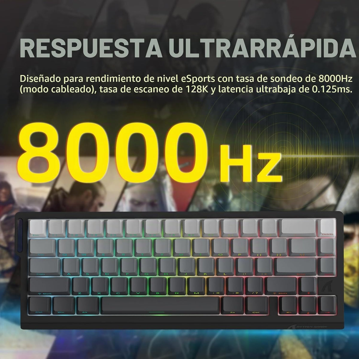 ATTACK SHARK X11 y X68 PRO HE Combo inalámbrico para juegos, efecto...