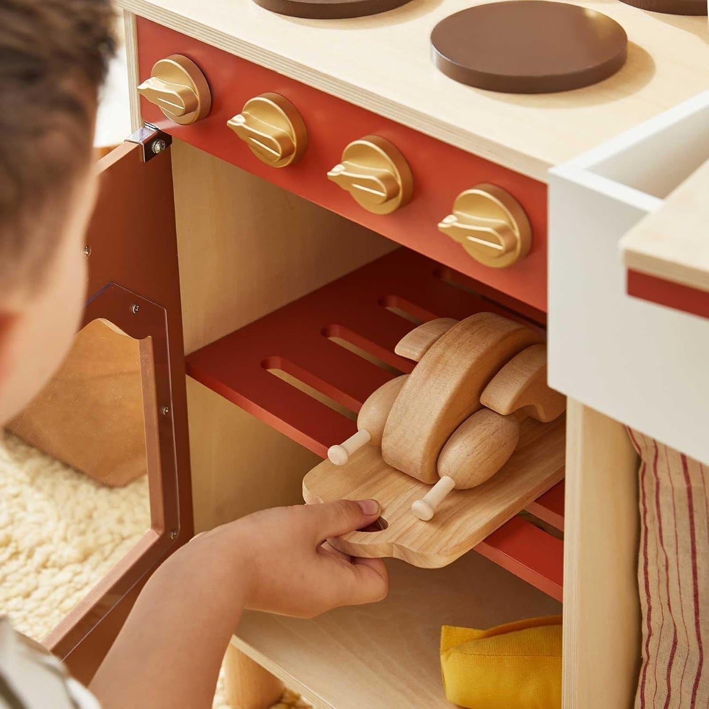Tiny Land - Cocina de madera para niños pequeños, diseño retro cáli...
