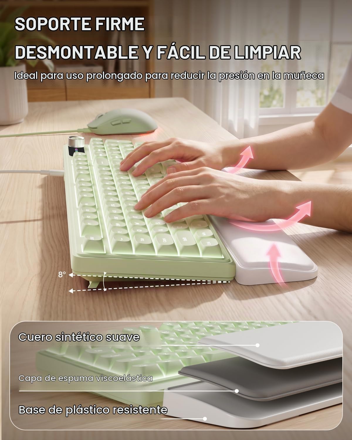Combo de teclado y mouse con cable EWEADN con reposamuñecas desmont...