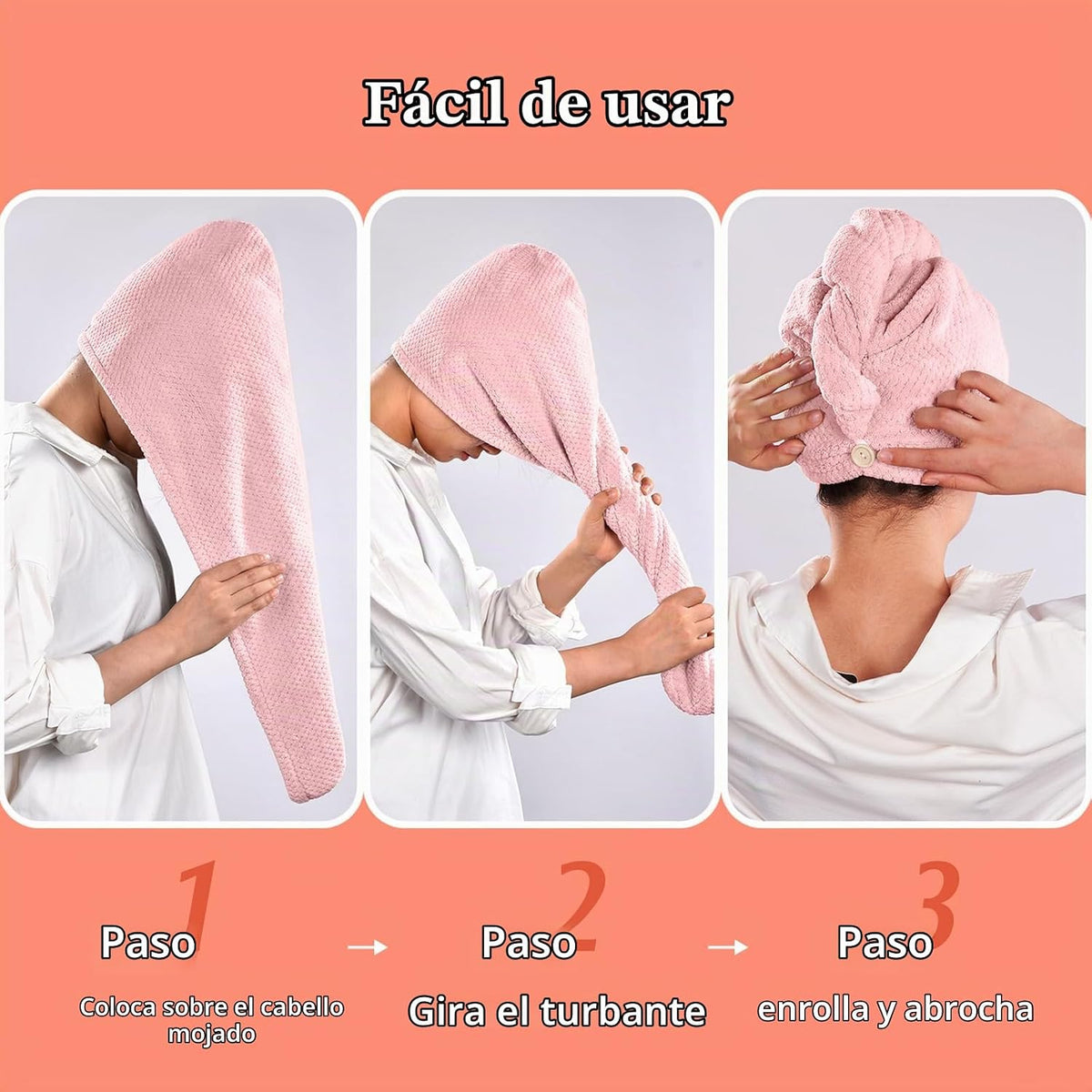 YFONG Paquete de 2 Toallas de Microfibra Envolventes para el Cabell...