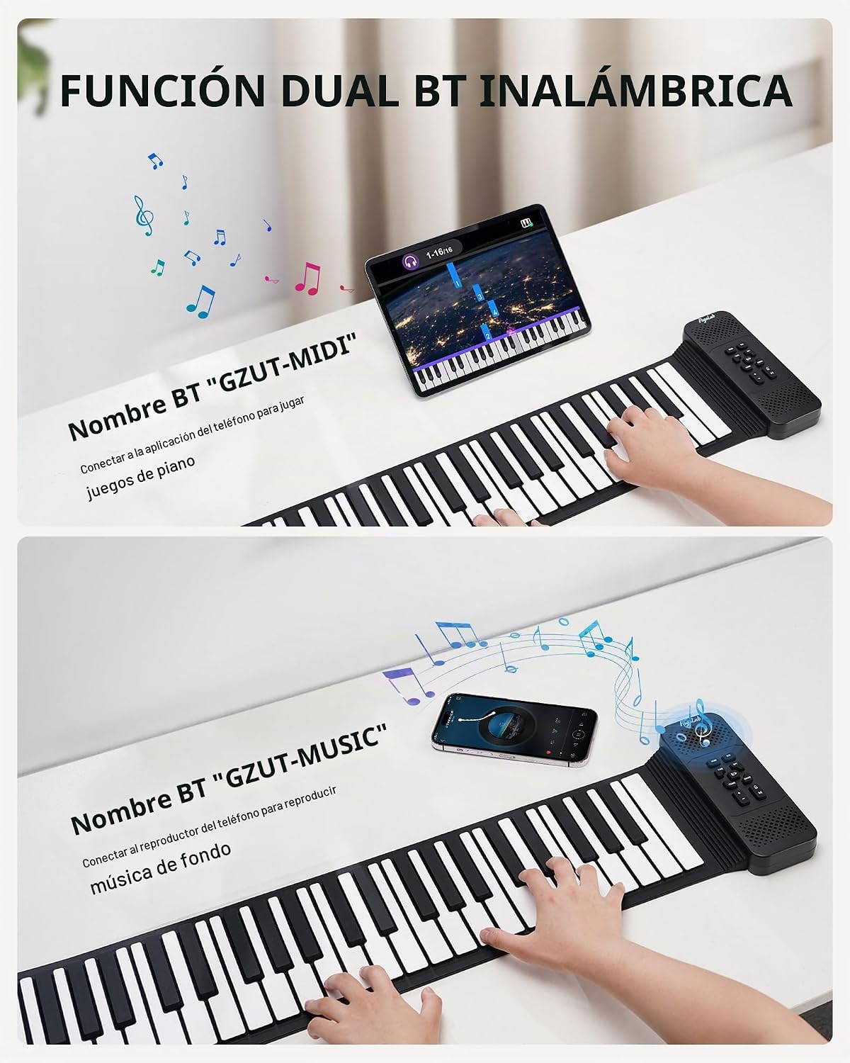 POGOLAB Piano de Teclado Enrollable de 88 Teclas, Piano Eléctrico P...