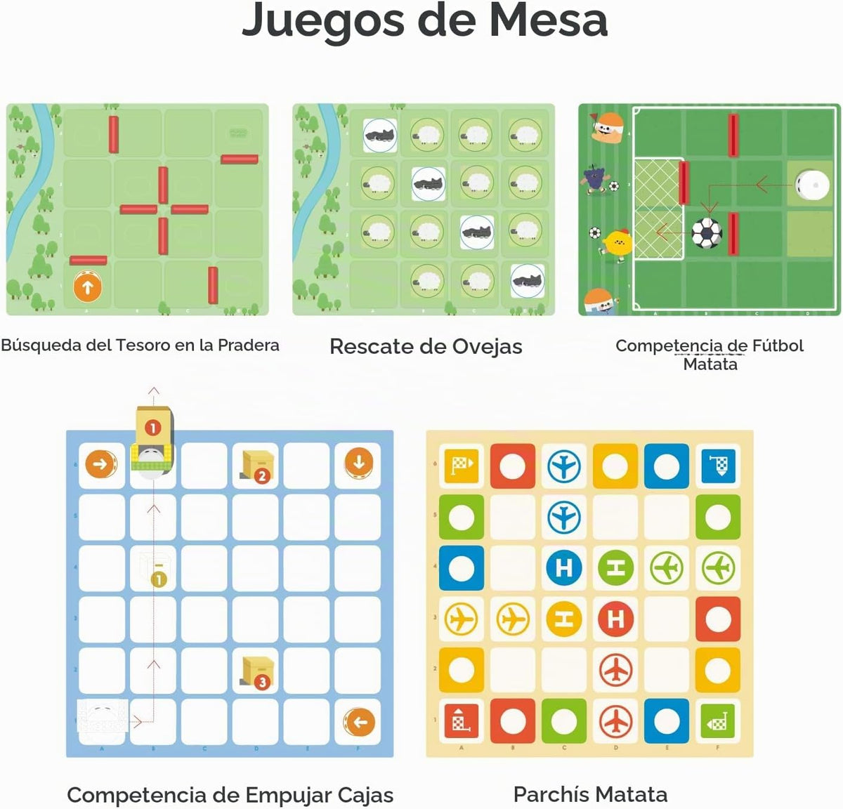 MatataStudio Caja de juegos, 5 juegos de mesa de programación para...