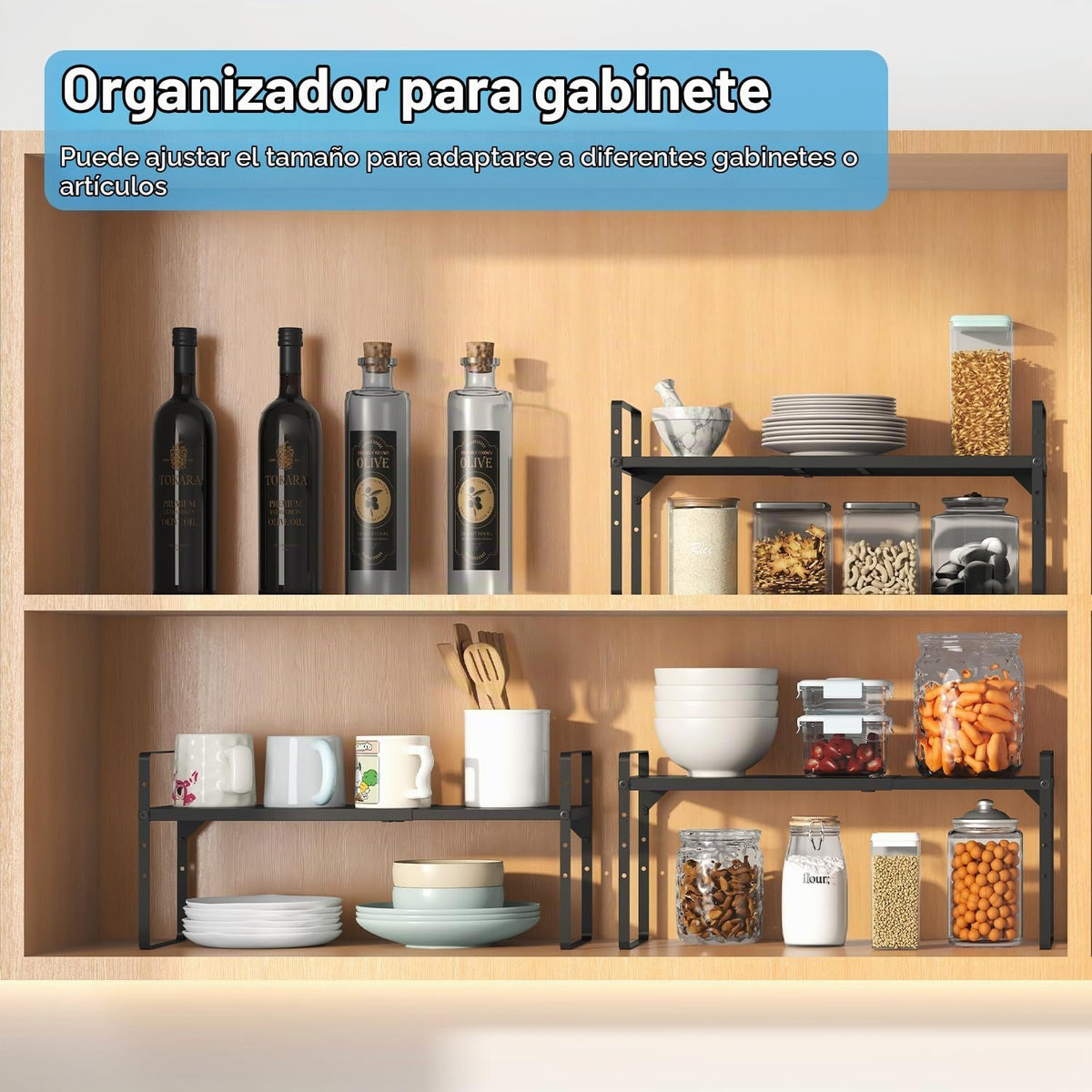 Organizadores de estantes de gabinete de cocina de 15.5 a 25.5 pulg...