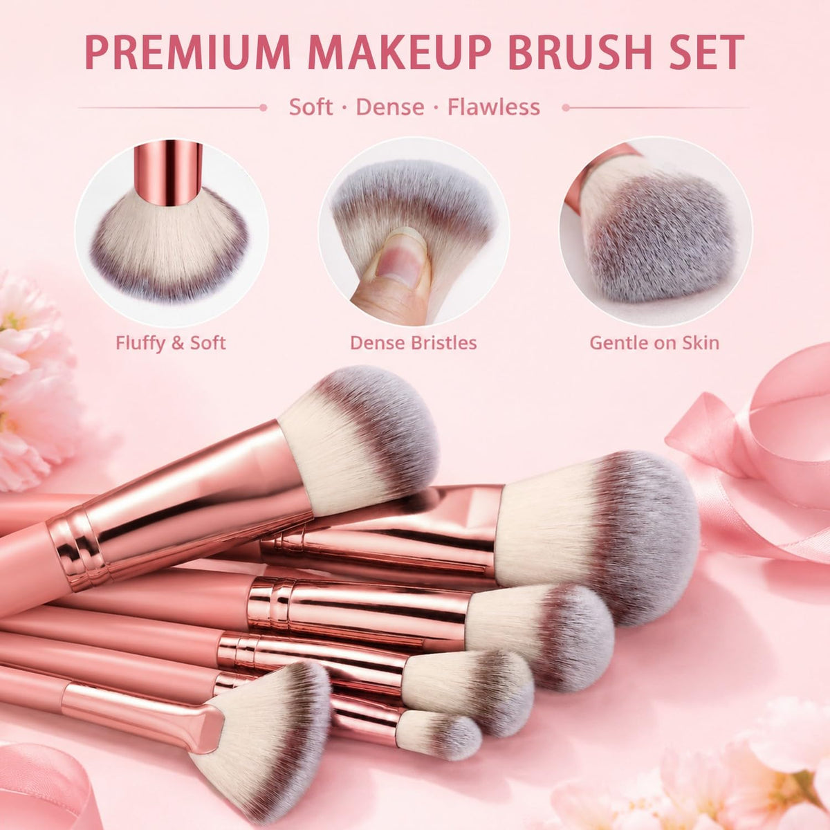HGHDBT Juego de 70 brochas de maquillaje rosadas, kit de maquillaje...