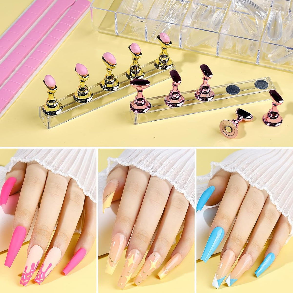 Teenitor - Kit de uñas postizas - Puntas de uñas transparentes tipo...