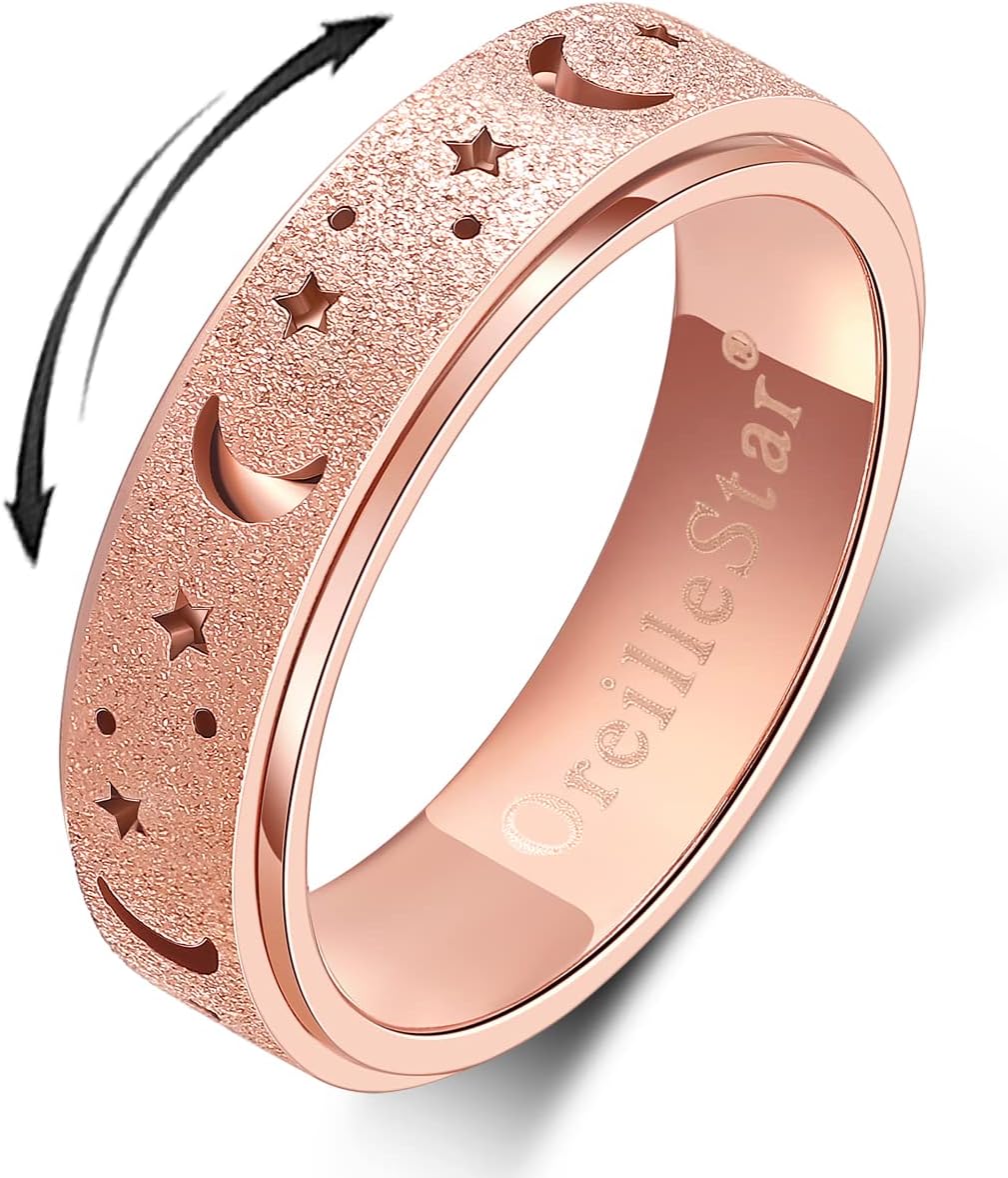 OreilleStar Anillo de Ansiedad para Mujeres Anillo Fidget Anillos G...