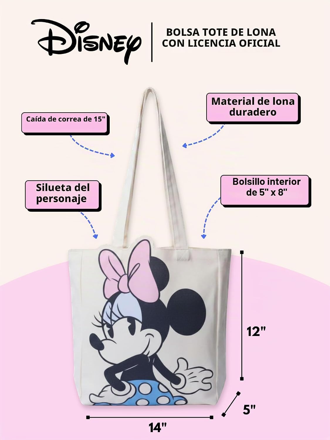 Disney Tote Pooh Eeyore Mickey Minnie Stitch Bolsa de lona