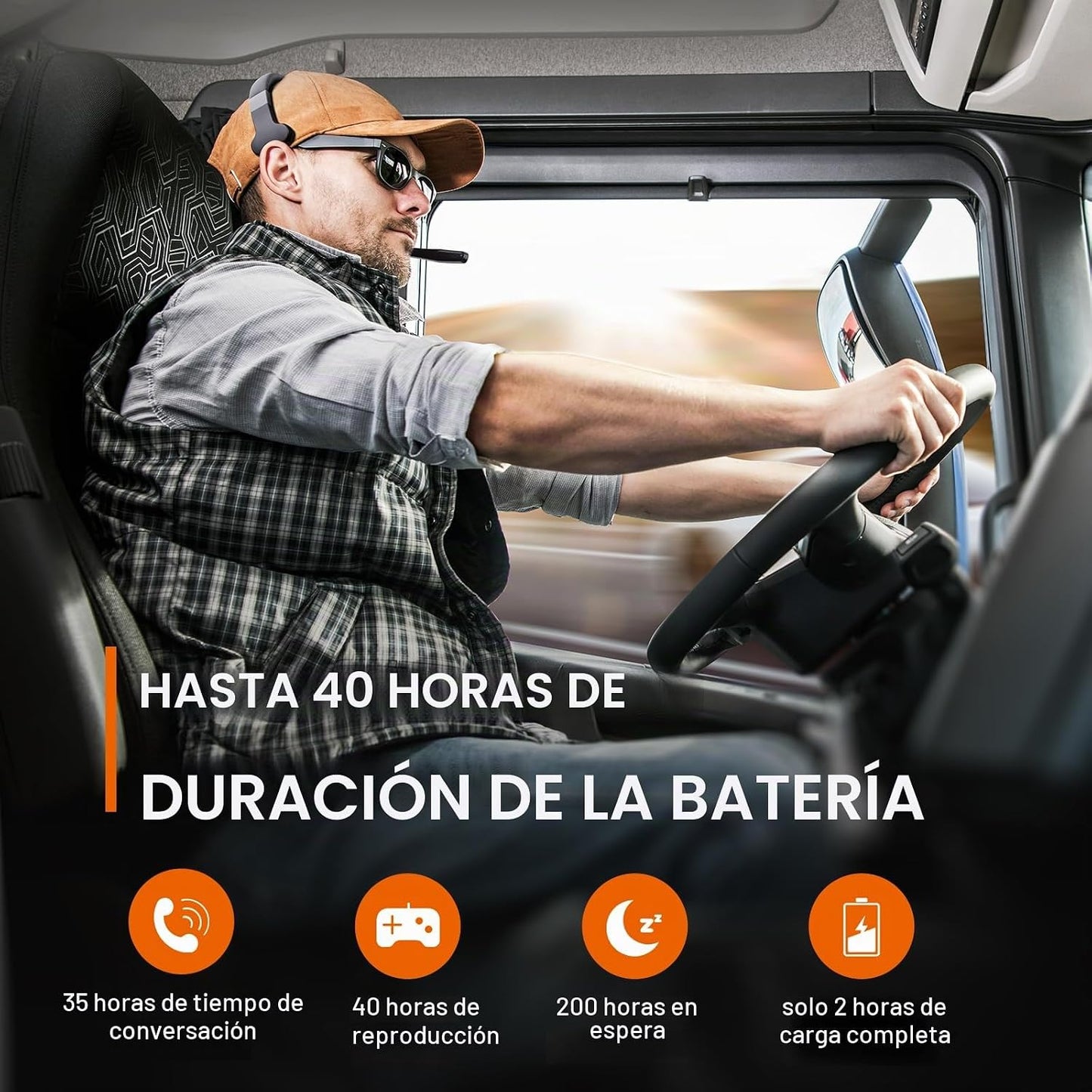 TECKNET Auriculares Bluetooth para Camioneros, Auriculares Inalámbr...
