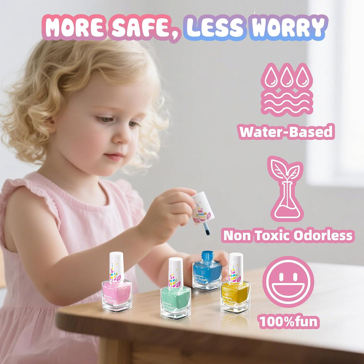 Tomons Juego de esmalte de uñas para niños, 12 colores no tóxicos a...