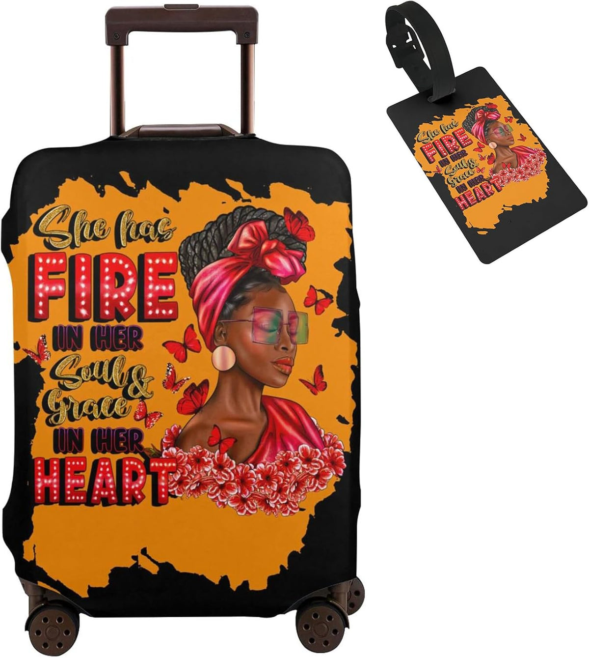 Hepmant Funda protectora para maleta de viaje con estampado de muje...