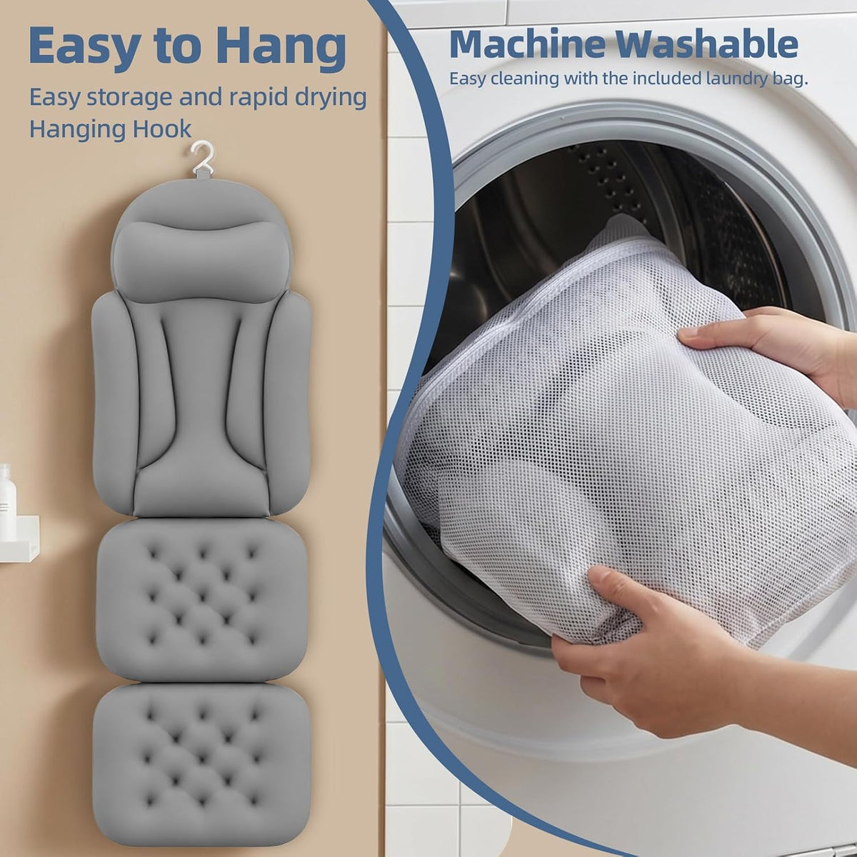 JUOIFIP Almohada de baño de cuerpo completo para bañera, soporte er...