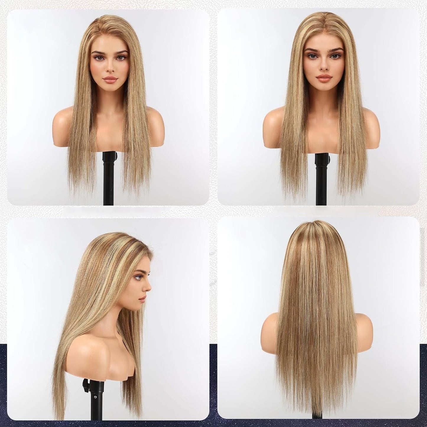 starluck Pelucas de cabello humano con encaje frontal, pelucas de c...