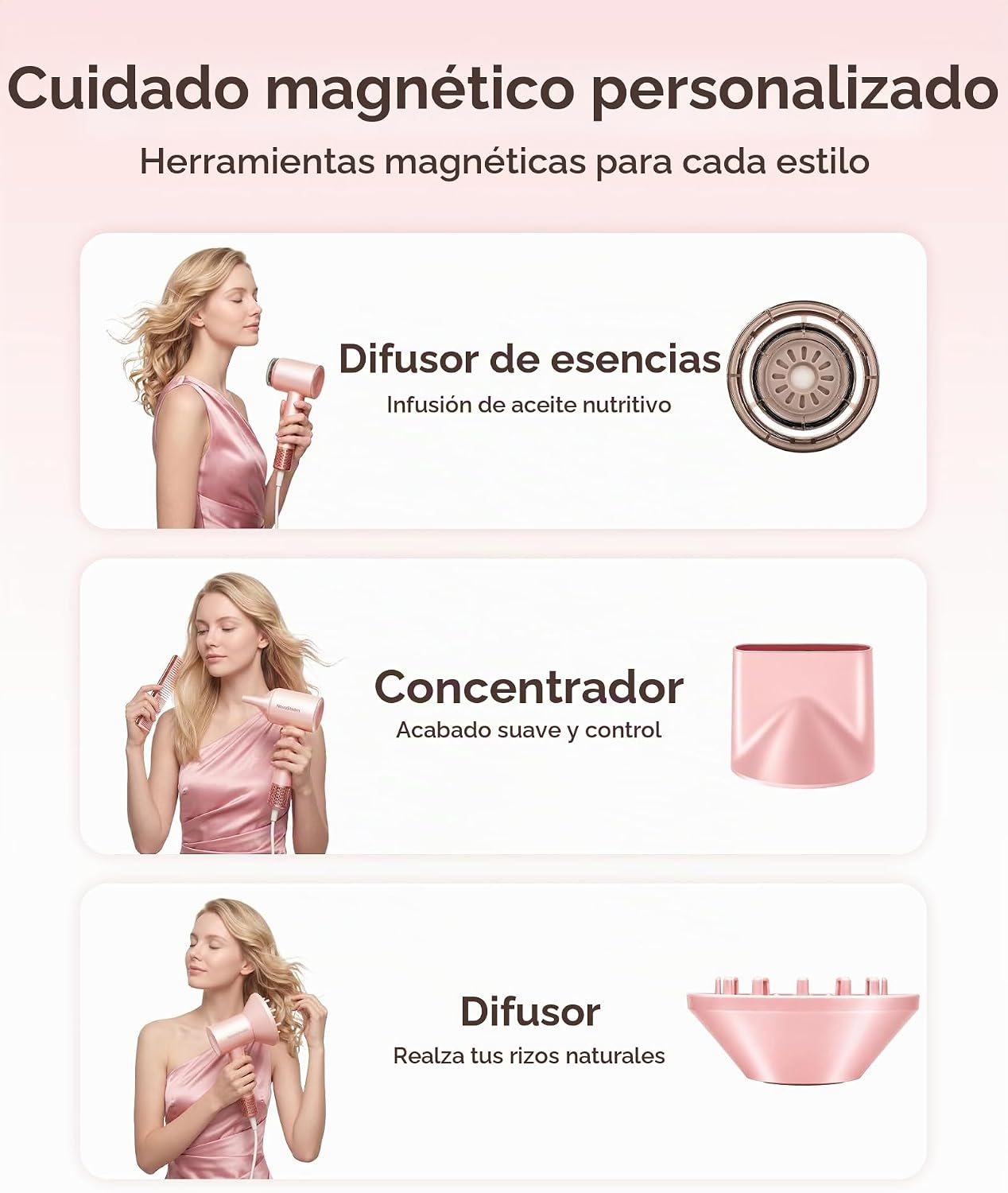 Secador de pelo, secador iónico de alta velocidad con aceite esenci...