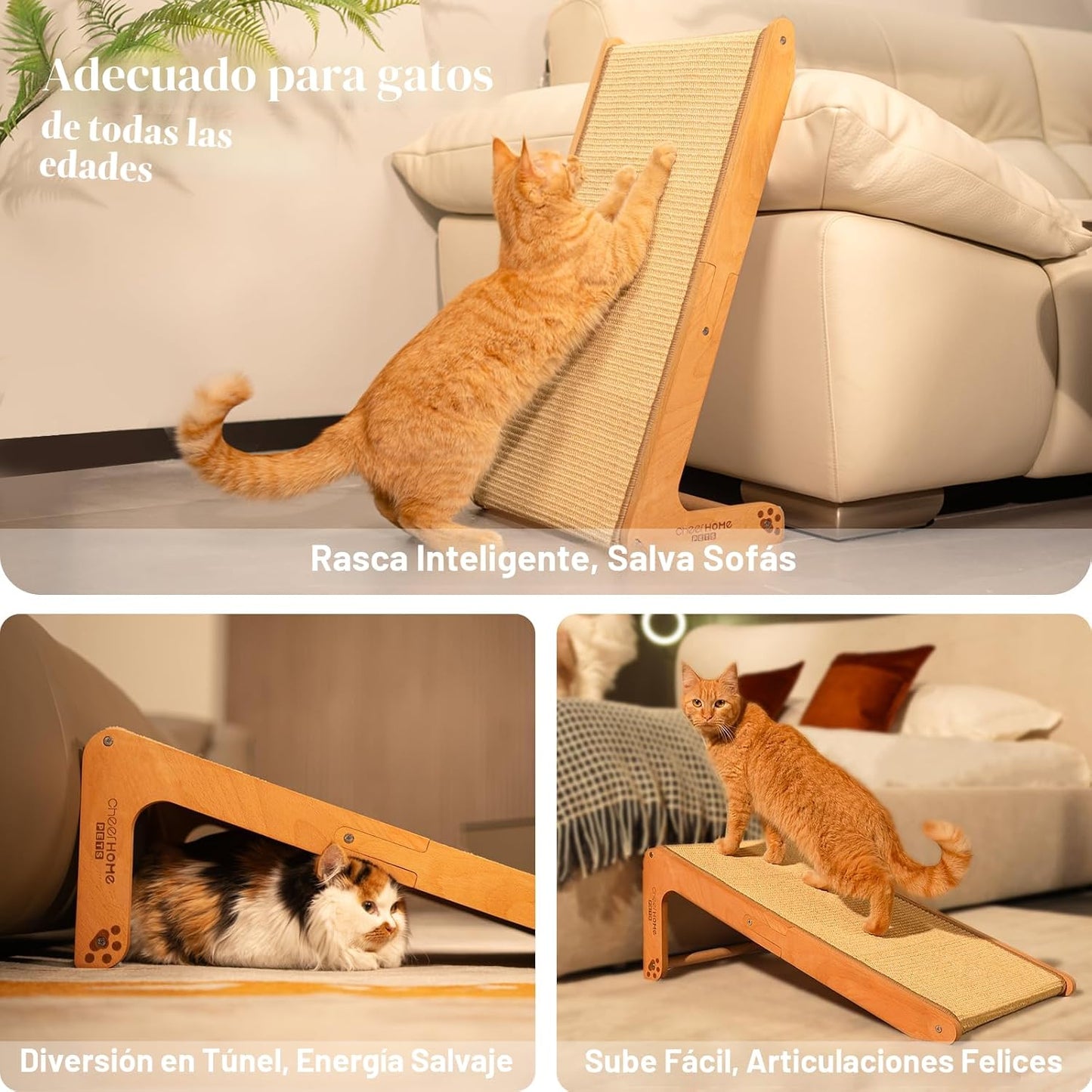 CHEERHOME PETS Rascador de Sisal para Gatos en Forma de Rampa para...