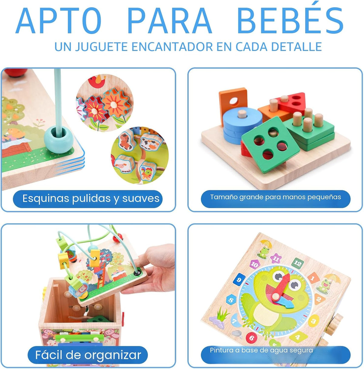 Cubo de Actividades de Madera | Juguetes Montessori para Niños Pequ...