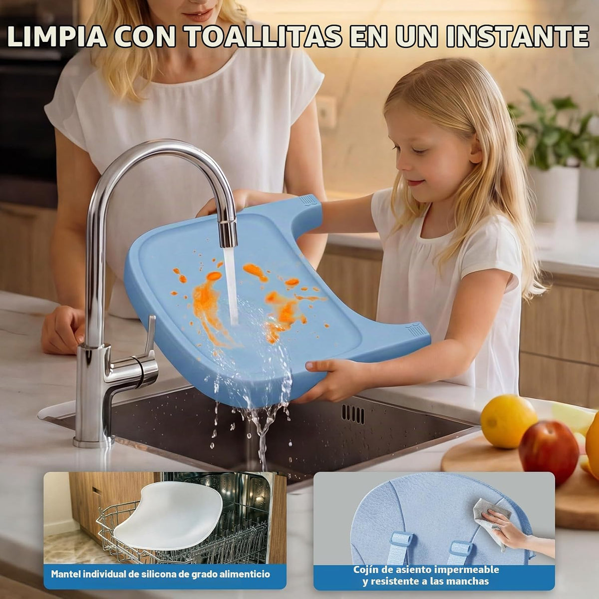 Silla alta 3 en 1 para bebés y niños pequeños, asiento y comedor de...