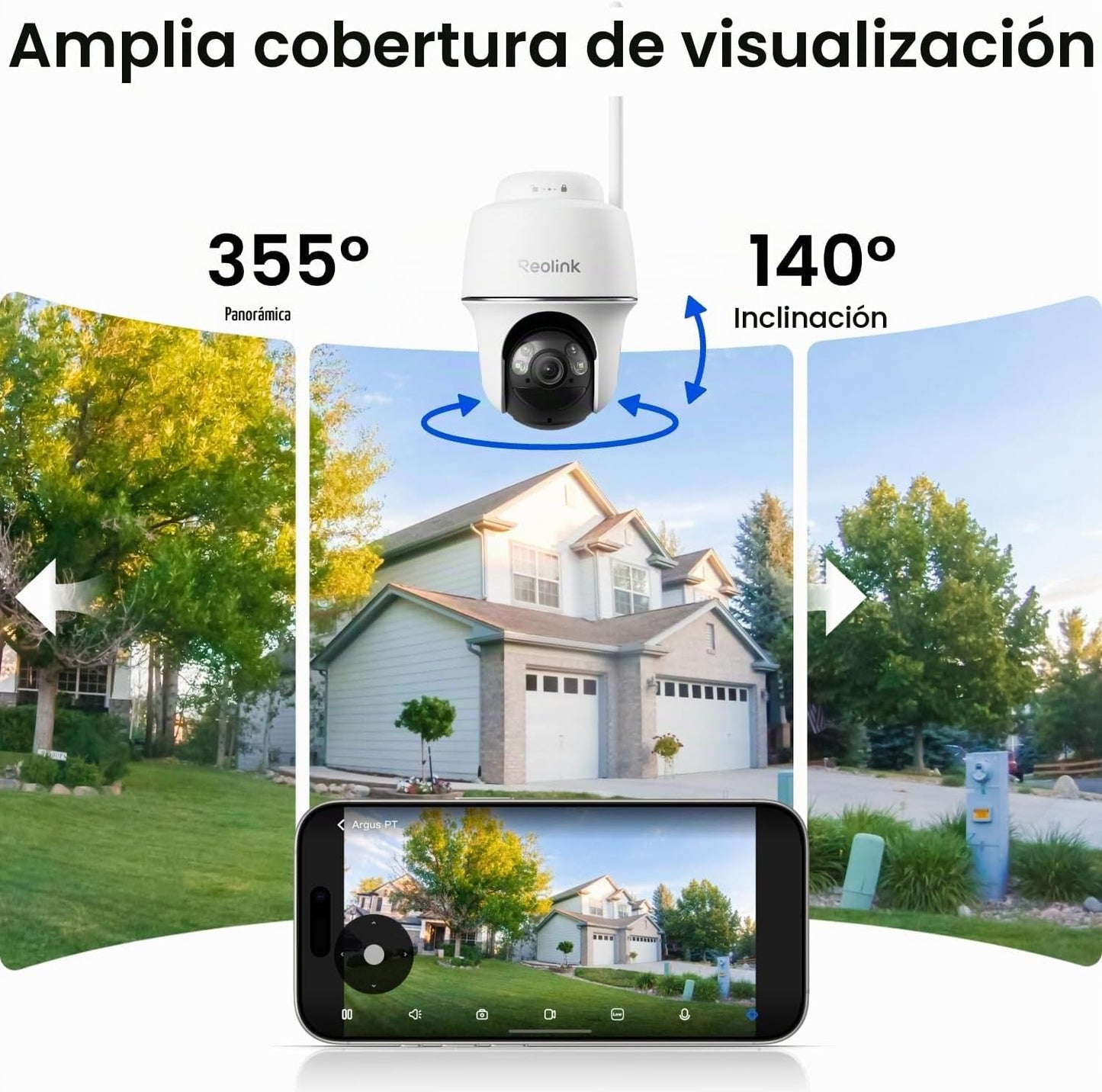 REOLINK 360° PT - Cámaras de seguridad solares inalámbricas para ex...