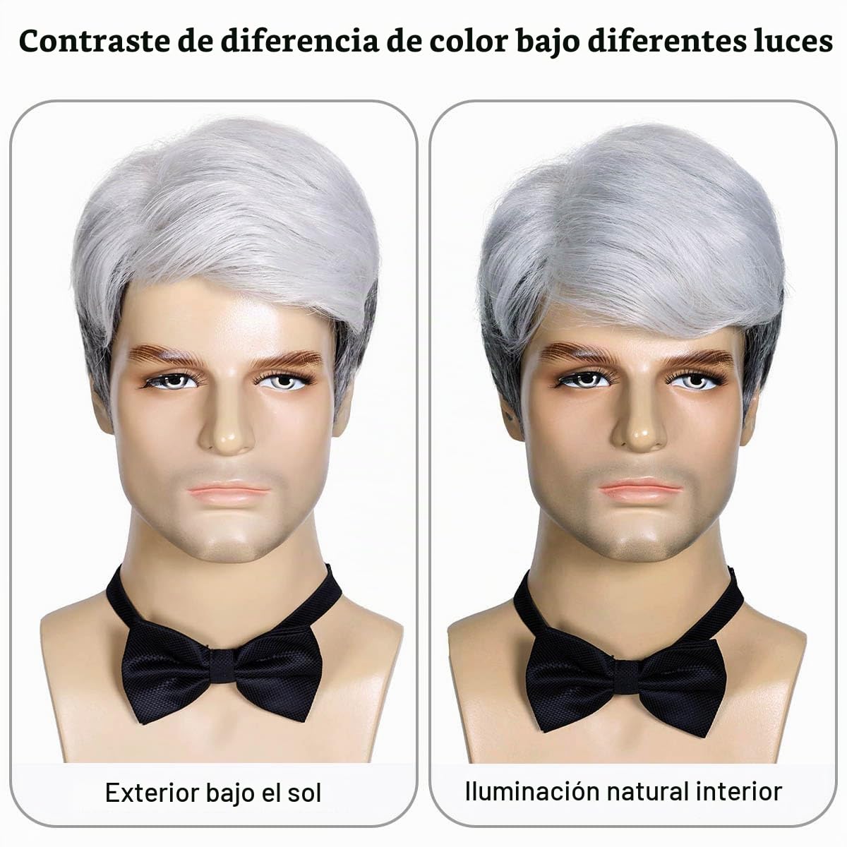 DDHAIR Peluca de anciano gris para hombre, peluca corta gris platea...