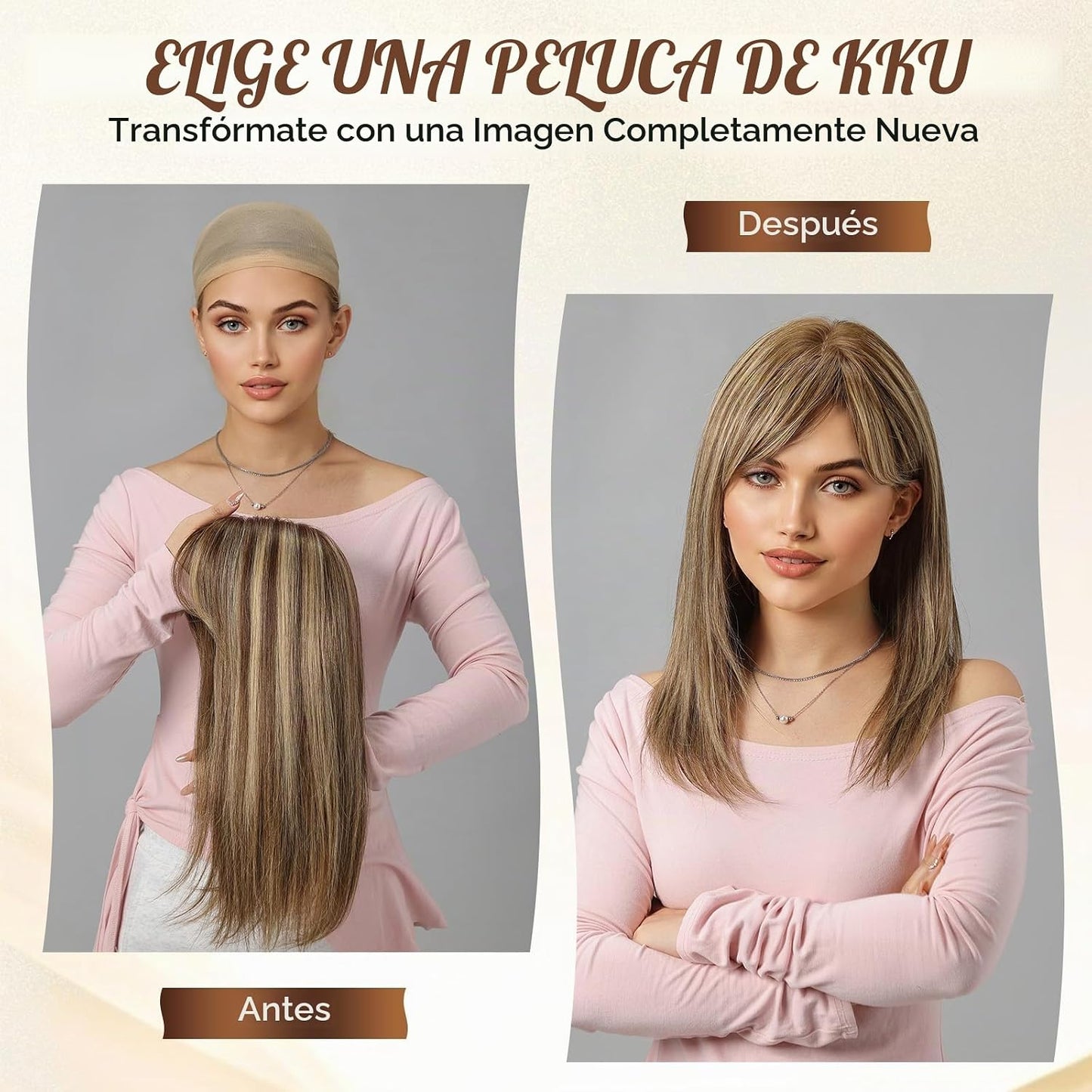 KKU Pelucas de cabello humano rubio ceniza degradado de 16 pulgadas...
