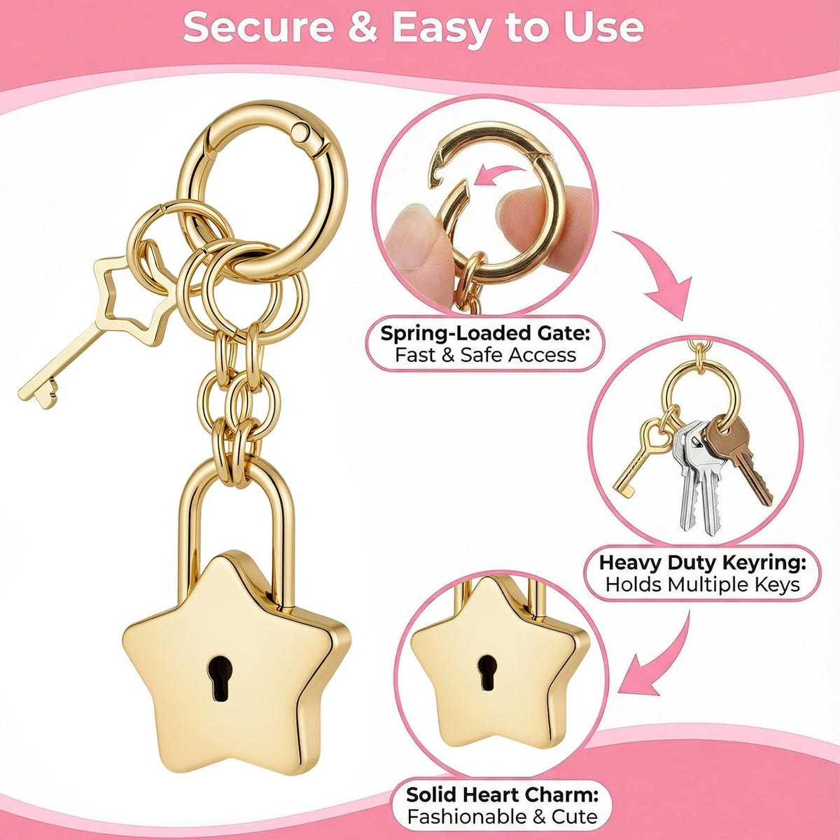 Tucnoeu Colgantes para bolso de candado de corazón - Accesorios de...