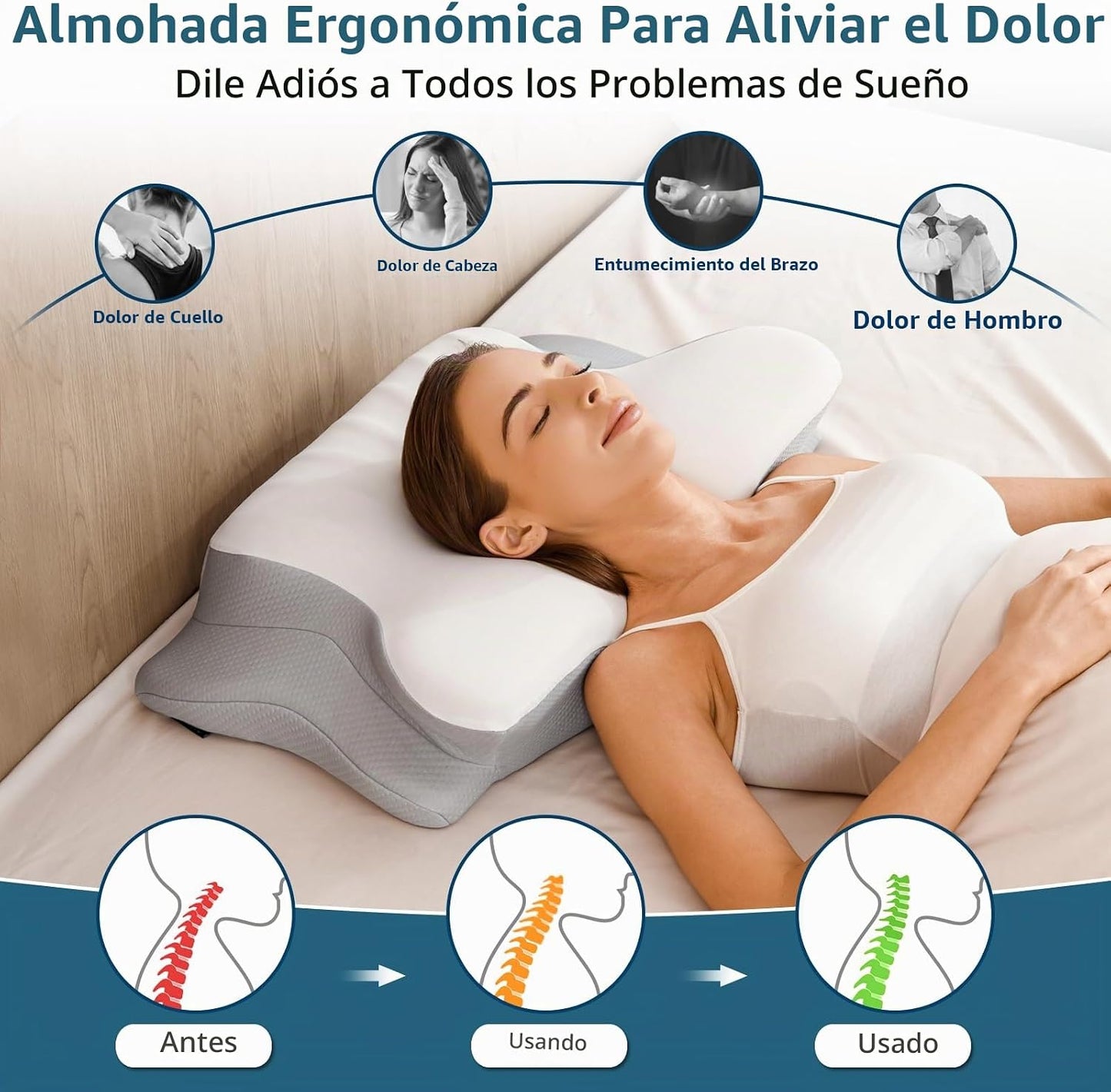 Ylekto Almohada cervical para el cuello para aliviar el dolor, almo...