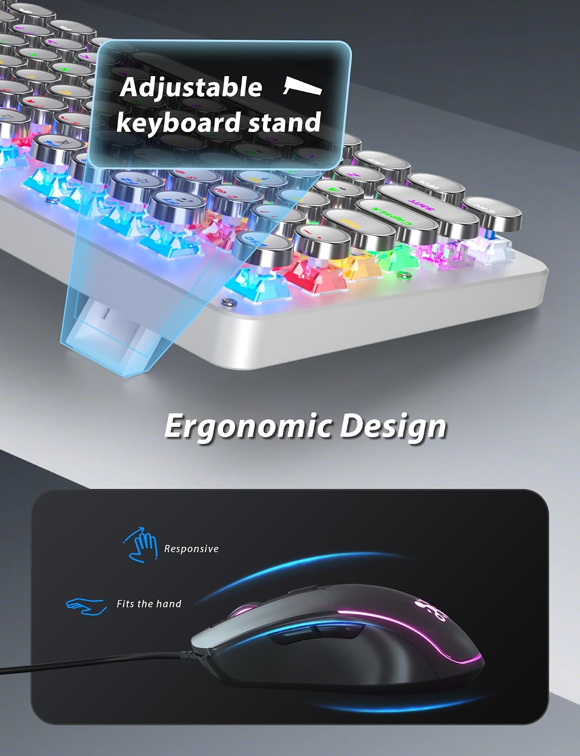 Punk Blue Switch - Juego de teclado mecánico para juegos, teclado U...