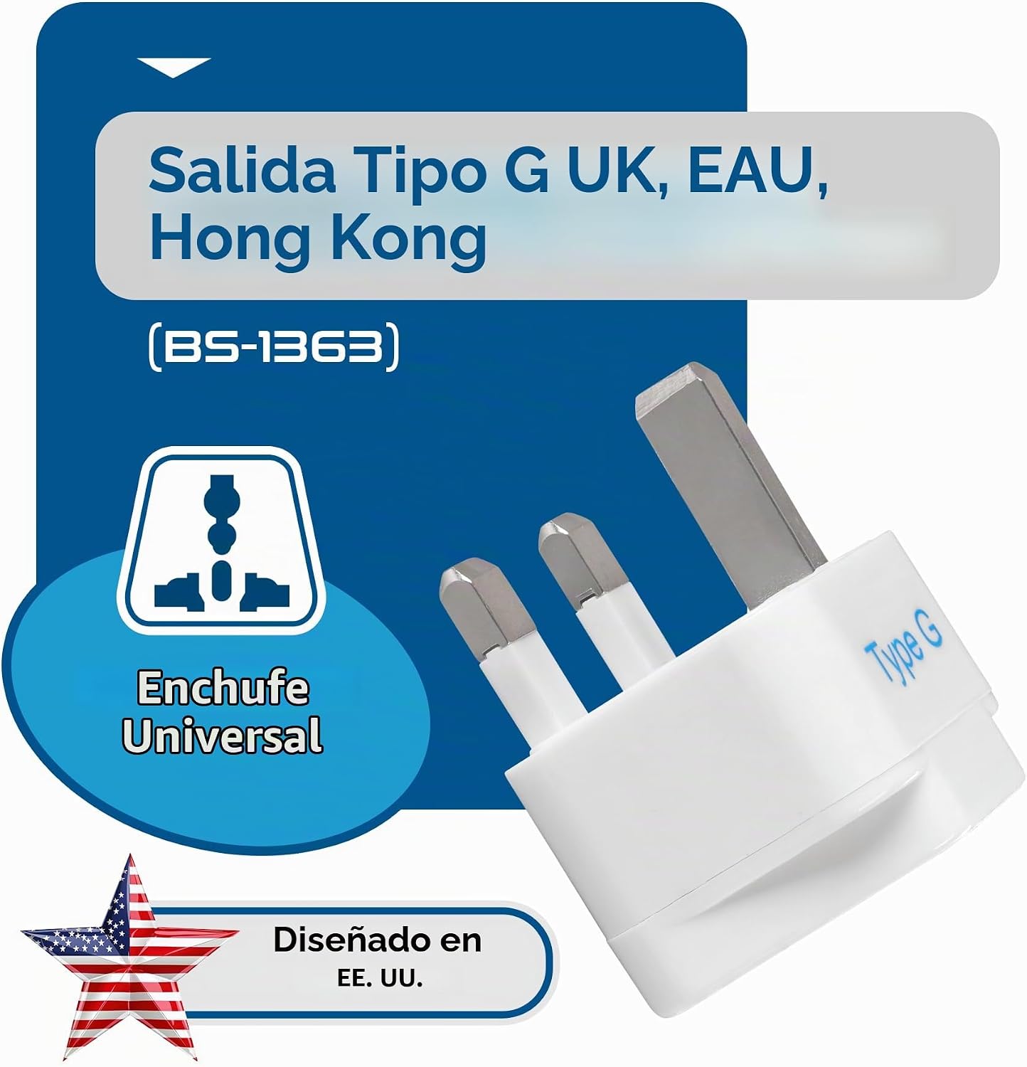Ceptics Adaptador de enchufe de viaje para Reino Unido, Hong Kong,...