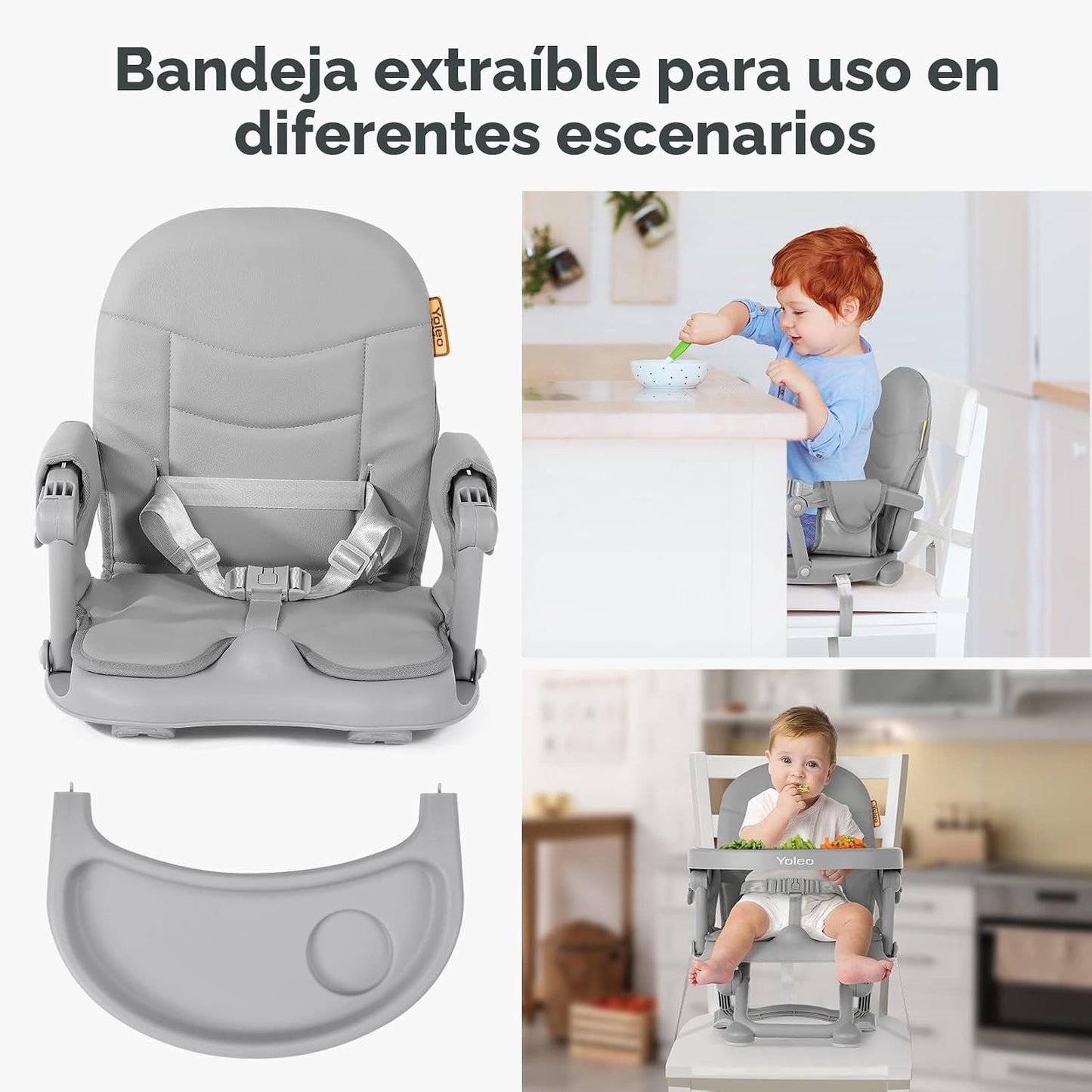 YOLEO Silla alta para bebé, asiento elevador para mesa de comedor,...