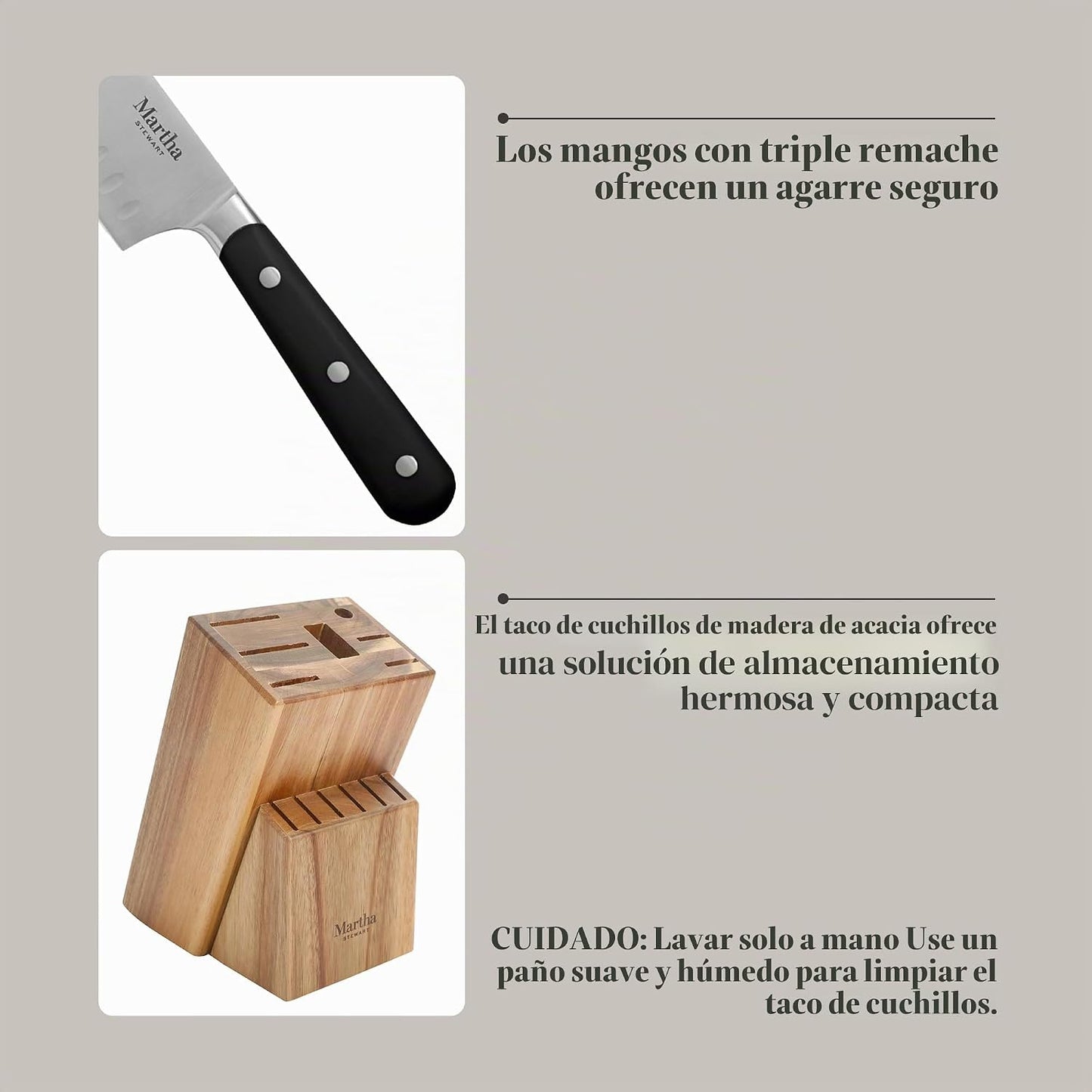 Martha Stewart Eastwalk - Juego de 14 piezas de cuchillos de acero...