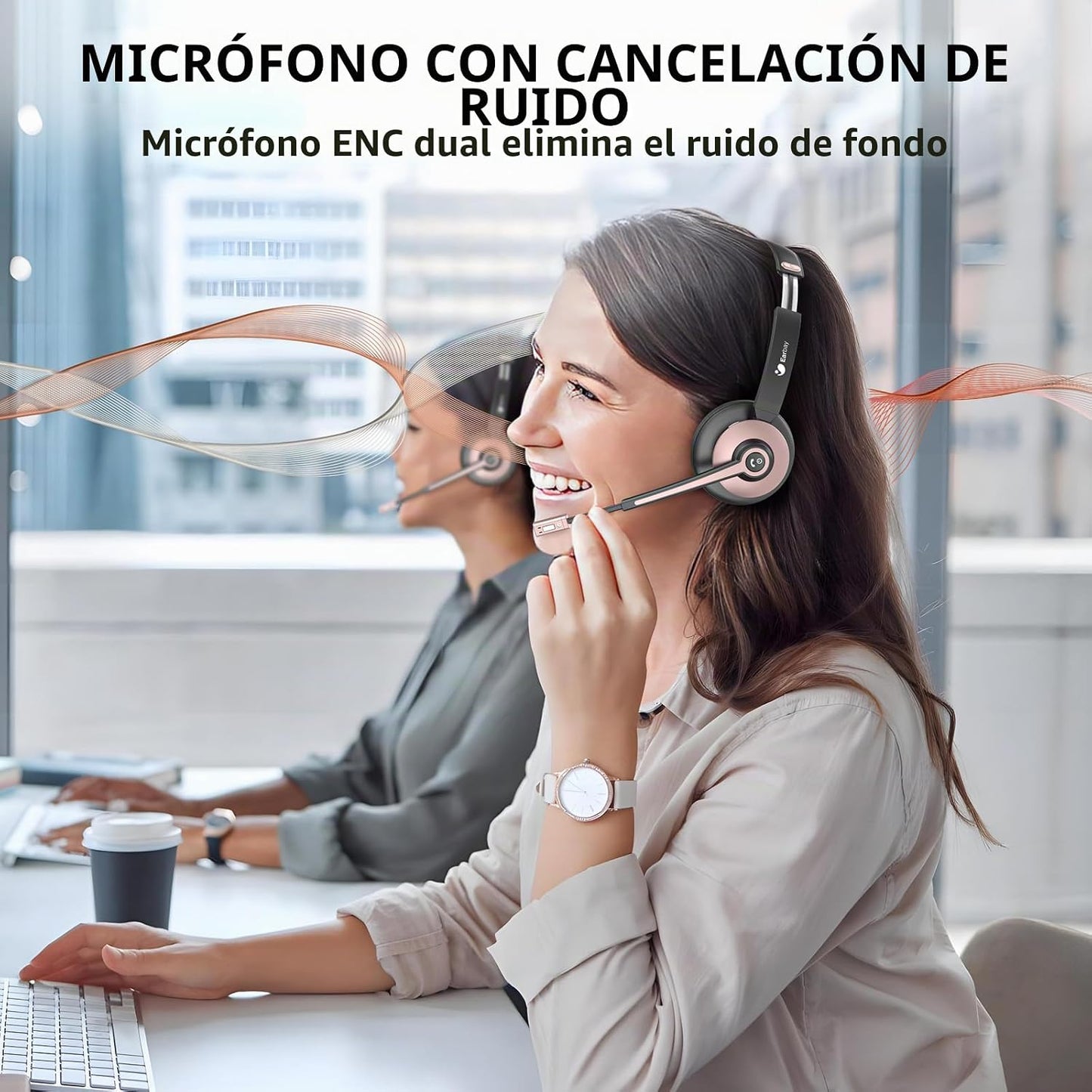 Auriculares inalámbricos con micrófono para el trabajo, auriculares...
