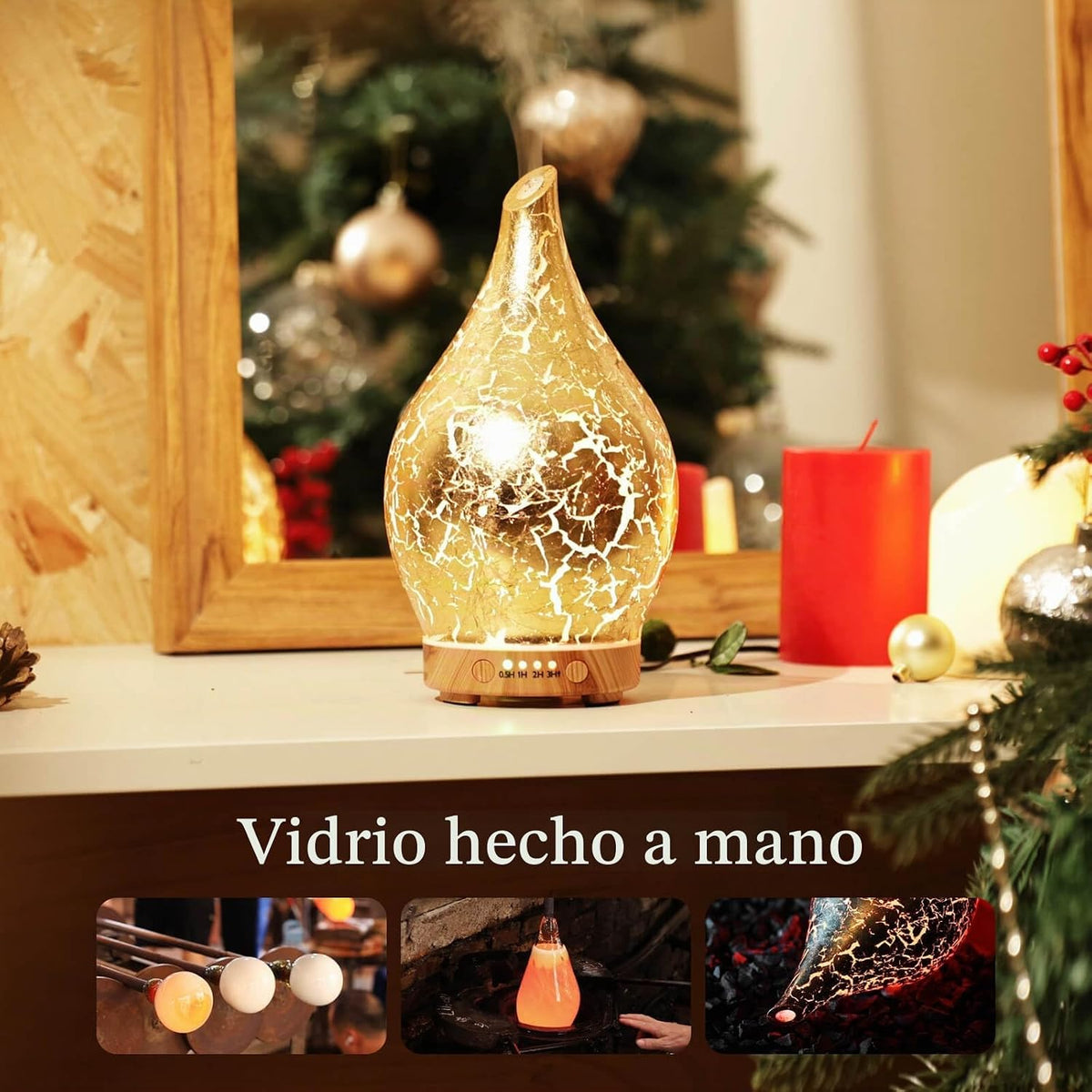 Porseme Difusor de Aceites Esenciales de Vidrio, Humidificador Ultr...