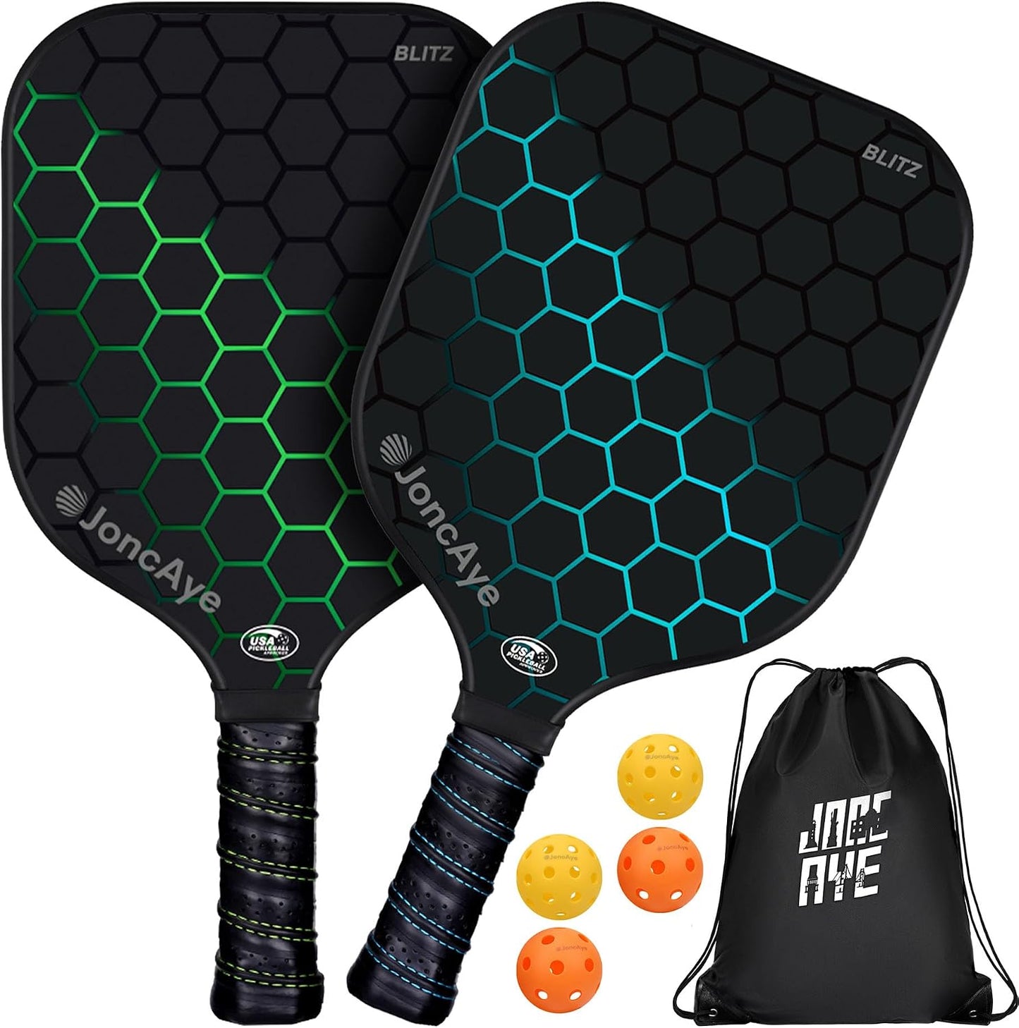 JoncAye Pickleball Paddles Juego de 4 o 2, raquetas de fibra de vid...