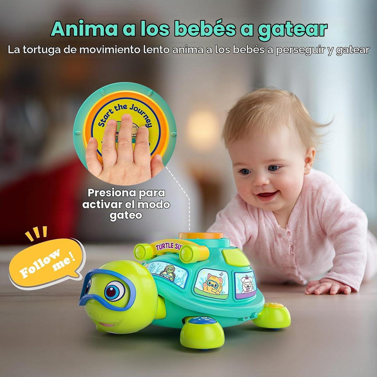 Juguetes de tortuga gateante para bebés de 6 a 12 meses, regalo int...