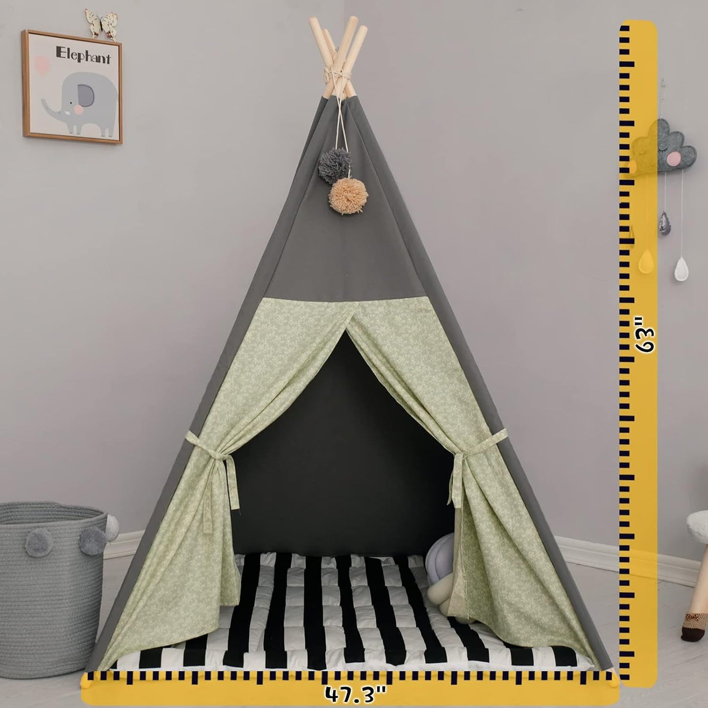 TreeBud Tienda de campaña tipo tipi para niños, alfombra acolchada...