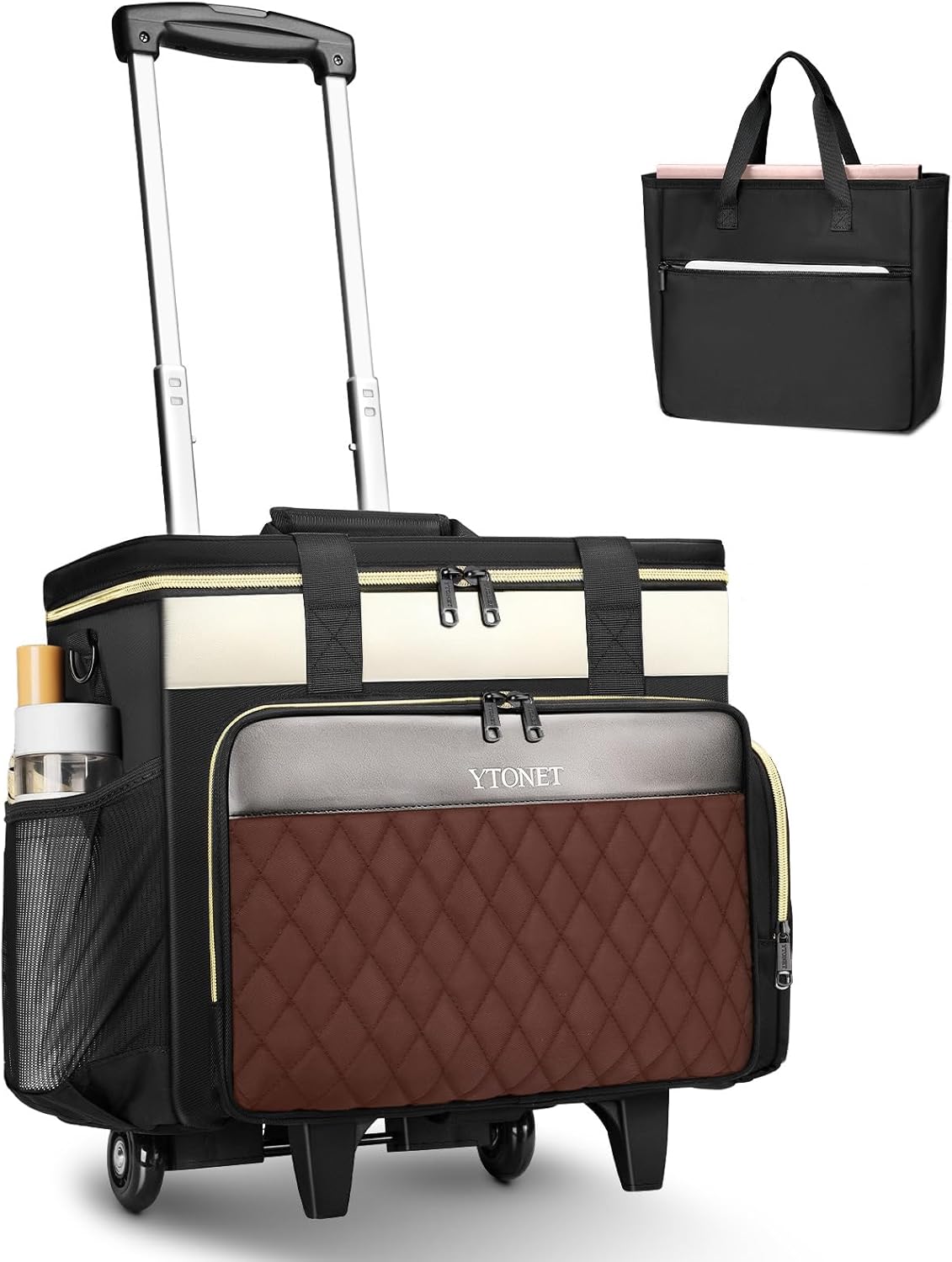 Bolsa rodante para profesores Ytonet, negro, marrón, beige (Black\/...