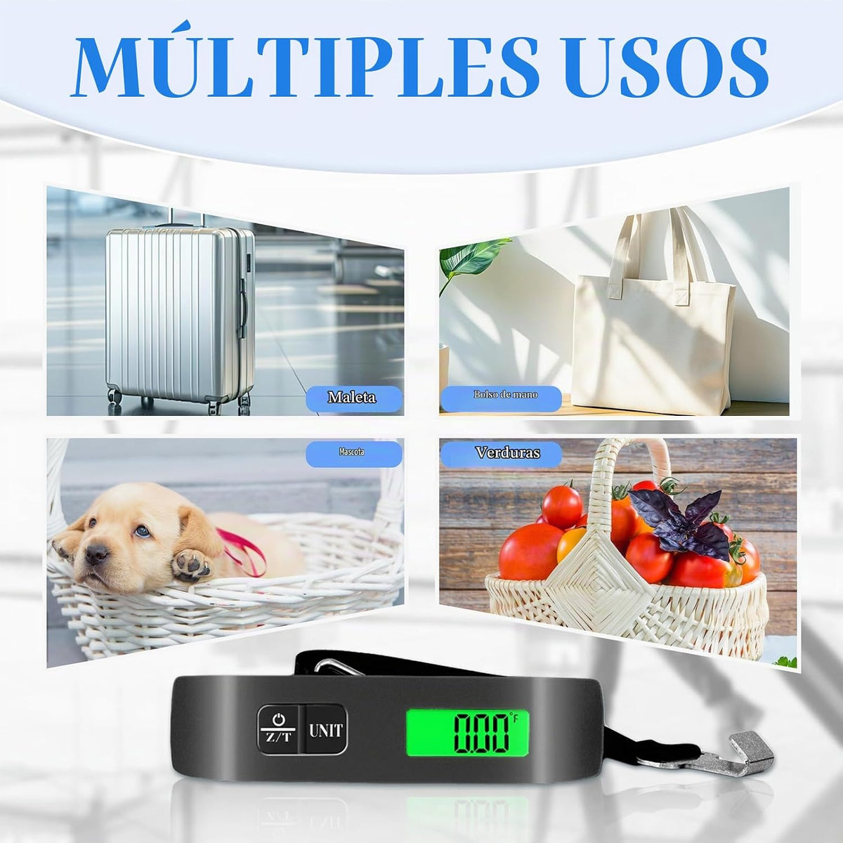 Báscula de equipaje, báscula de peso de equipaje de 110 lb con 4 fu...