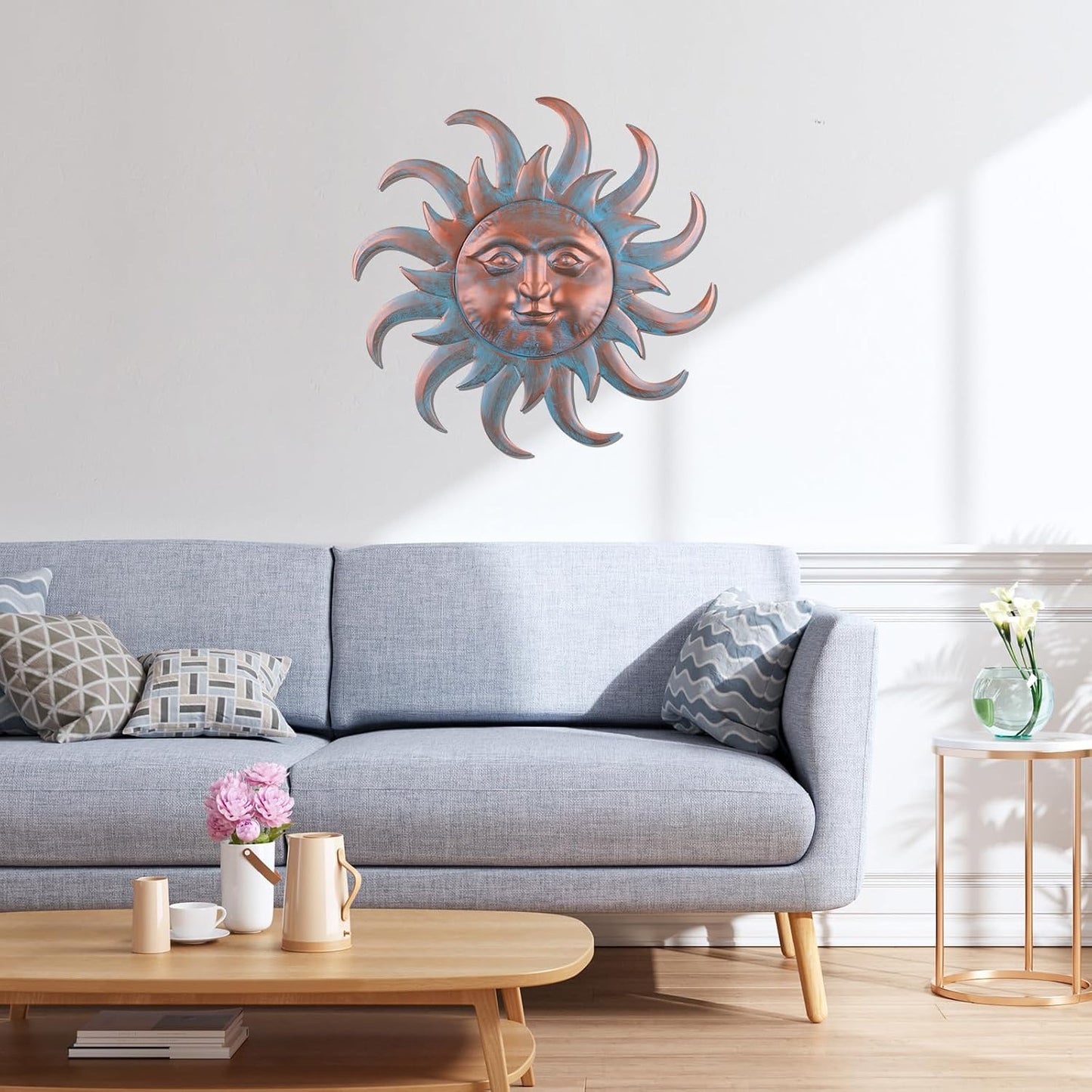 VZVXCC Arte de Pared de Metal Sol Decoración Exterior - Lindas Esta...