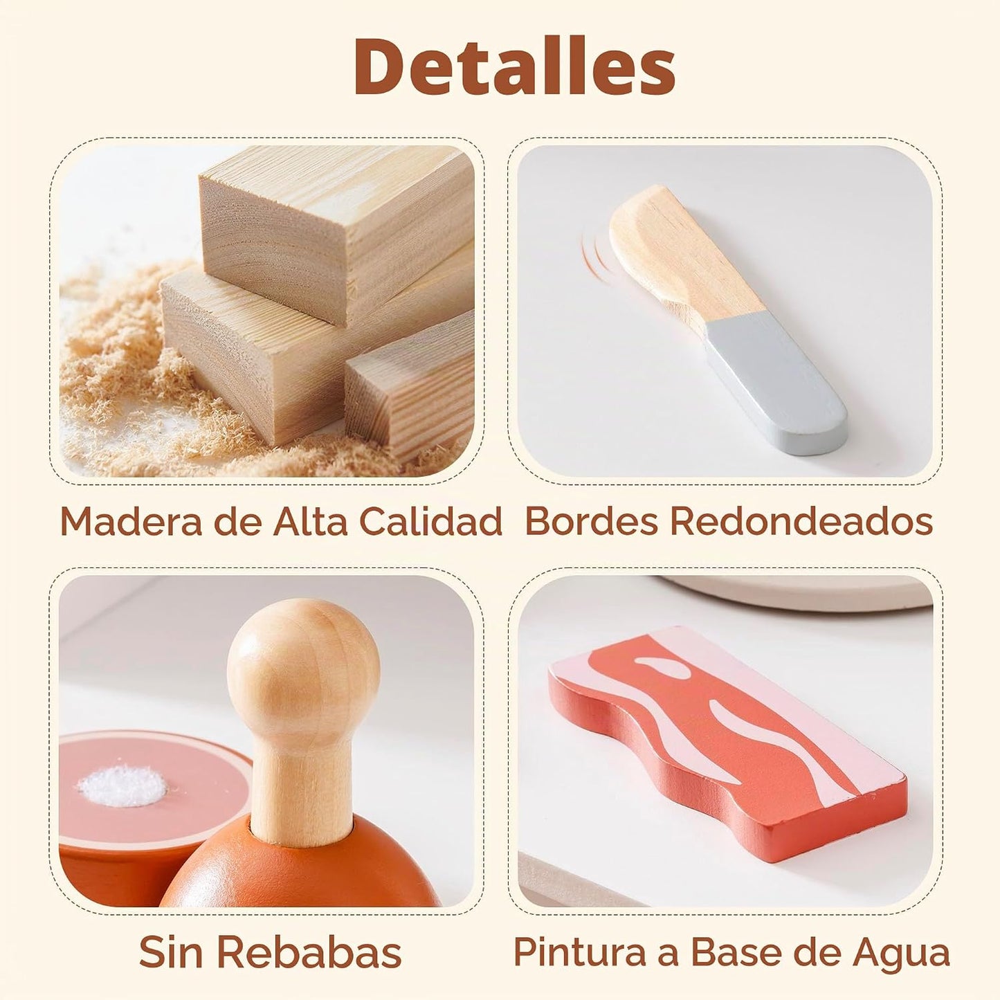 ROBOTIME Conjunto de Comida de Juguete de Madera para Cortar Carne...