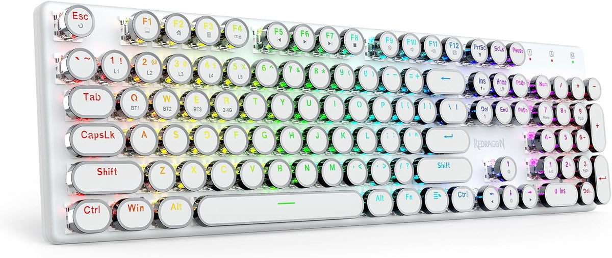 Redragon K710 - Teclado mecánico inalámbrico tipo máquina de escrib...