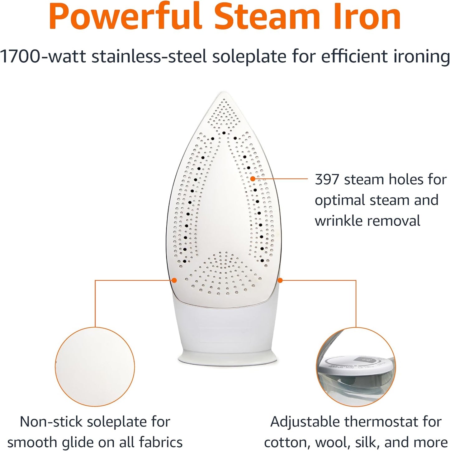 Amazon Basics Plancha de vapor para ropa con apagado automático de...