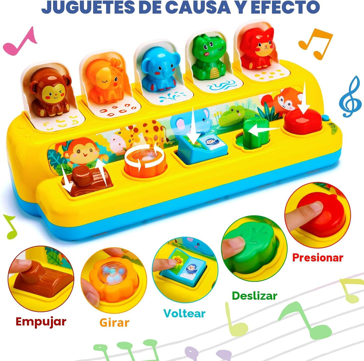 Juguetes Pop Up para bebés con música y luz Montessori Juguetes par...