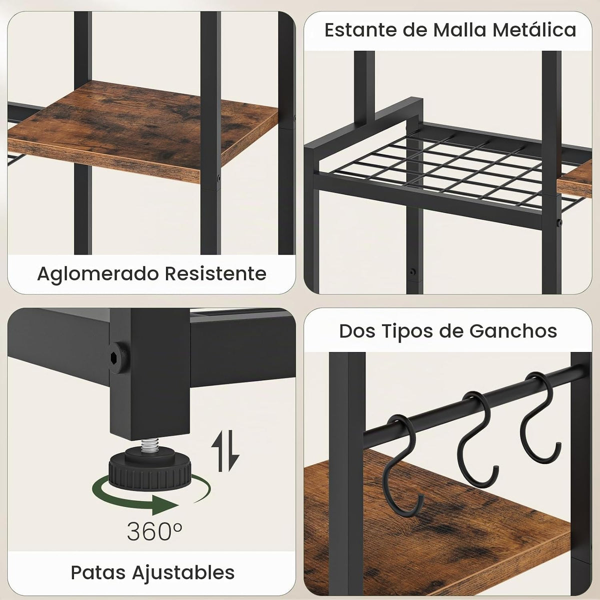 CHOEZON Estante para ollas de 5 niveles, soporte para utensilios de...