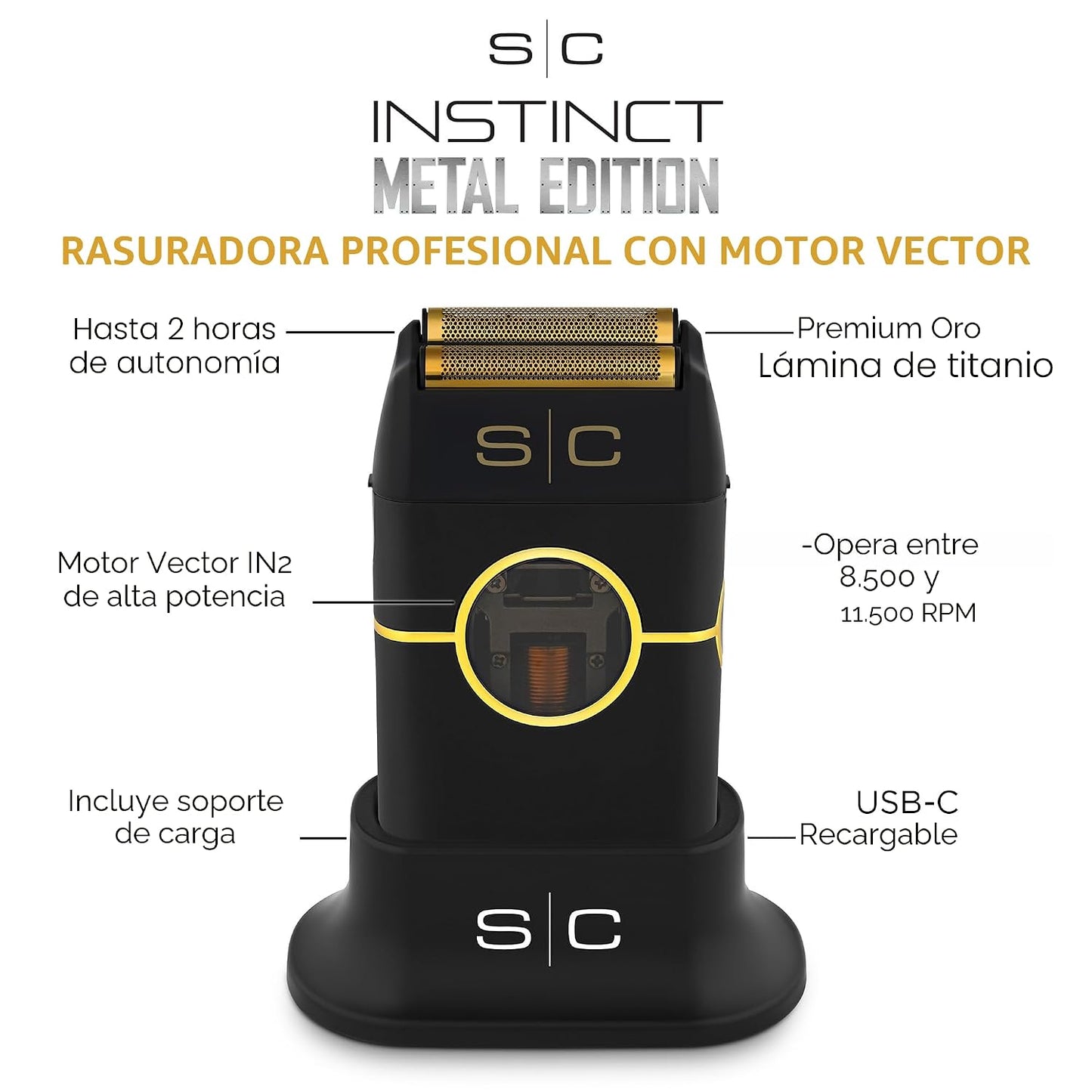 StyleCraft Instinct - Afeitadora metálica inalámbrica de doble hoja...
