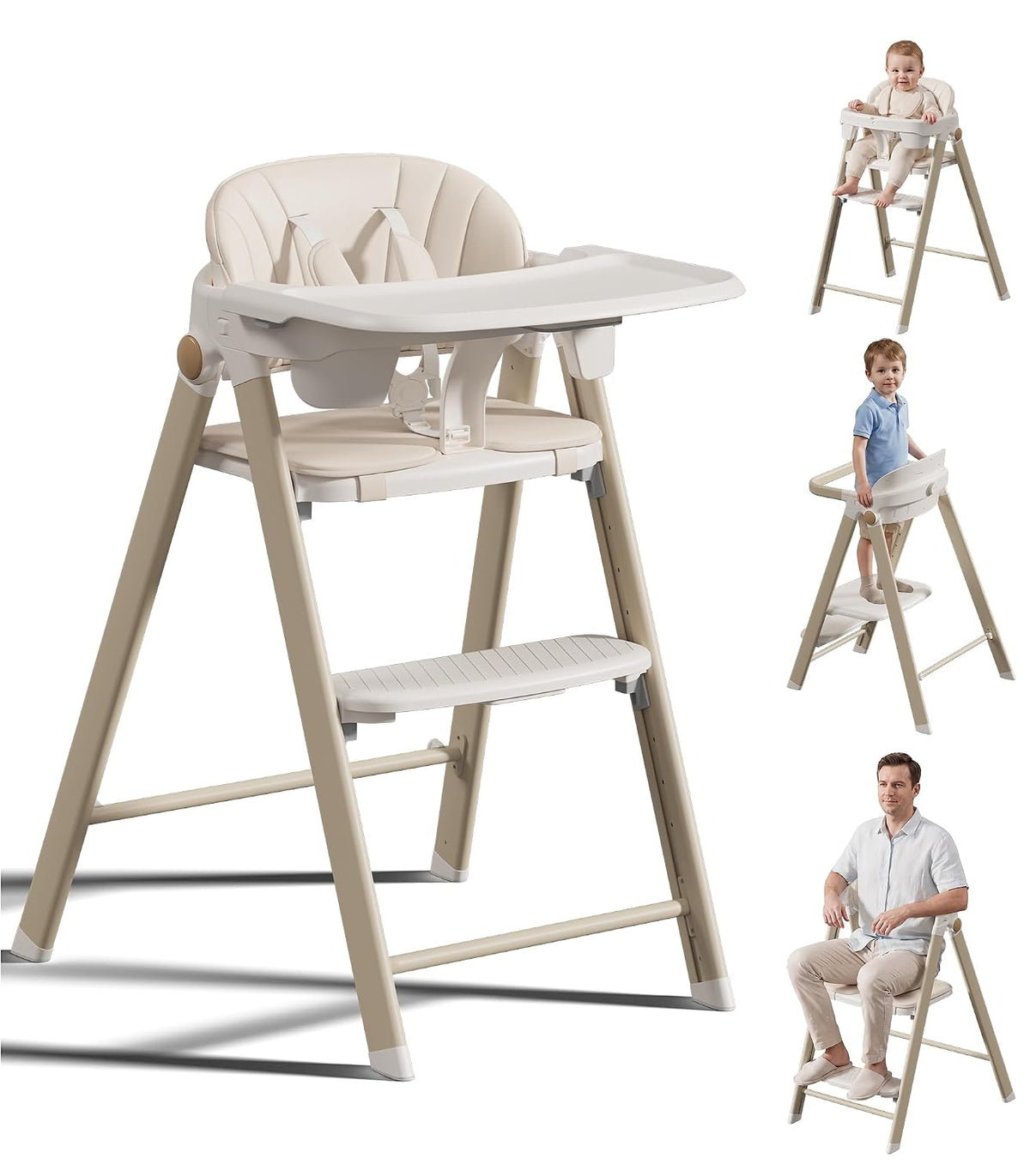 Silla alta plegable para bebé a torre de bebé, taburete para niños,...