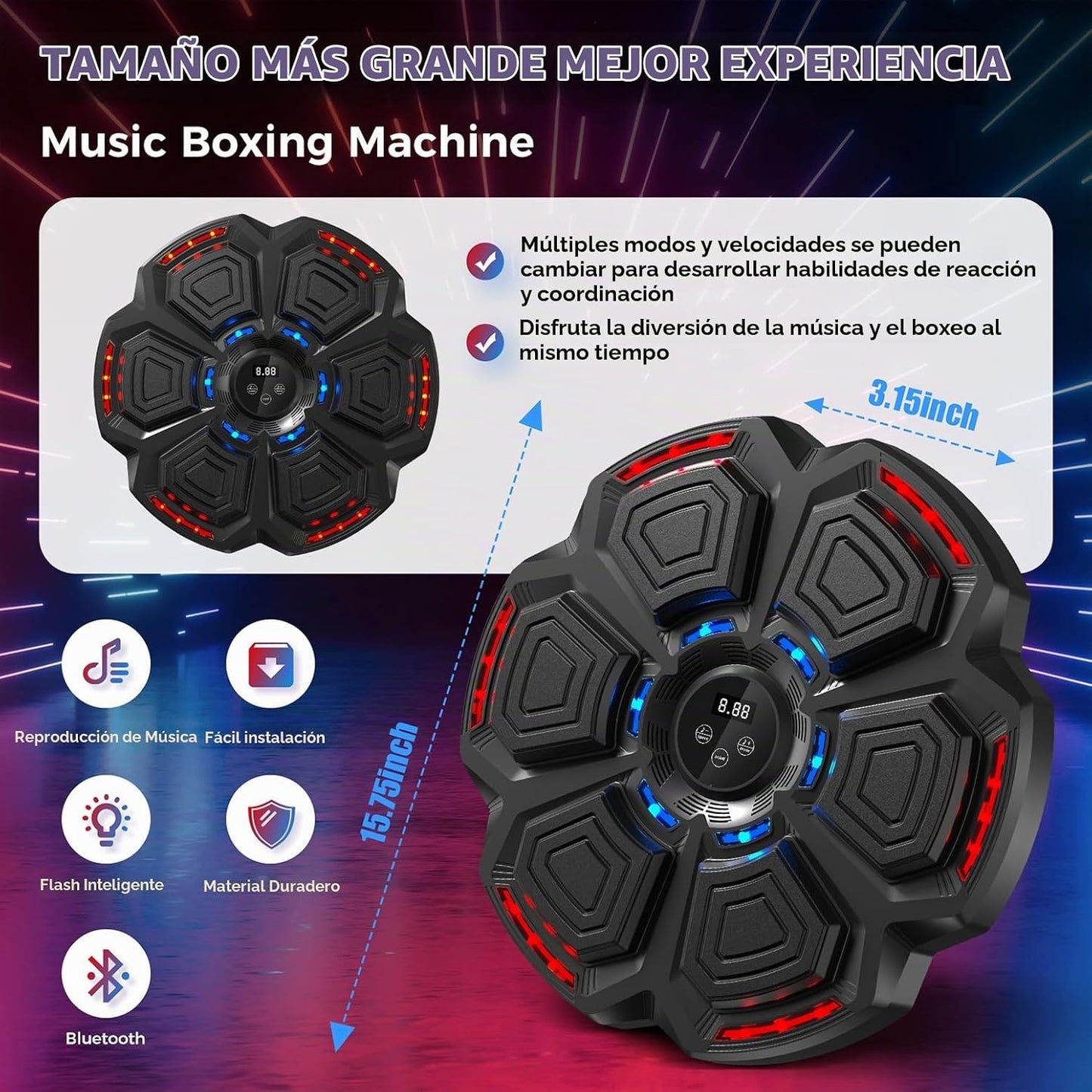 LOLBOX Máquina de boxeo musical para adultos y niños, máquina de en...