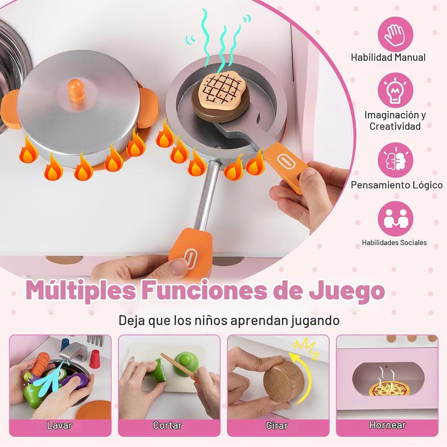 HONEY JOY Juego de cocina para niños pequeños, juego de cocina de m...