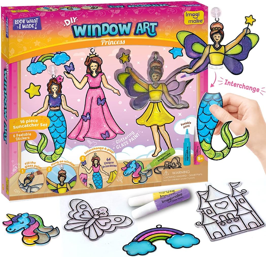 Imagimake Arte de ventana - Kit de atrapasoles de princesa, sirena...
