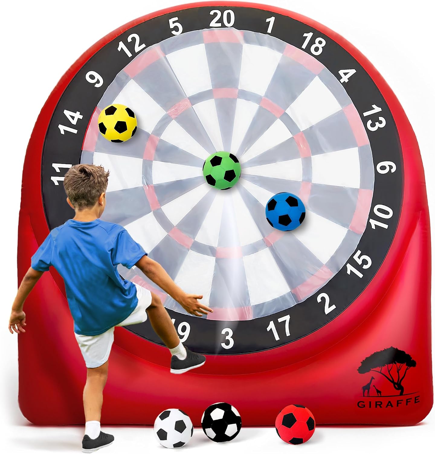 GIRAFFE Juego de dardos inflable gigante para patio, tablero de dar...