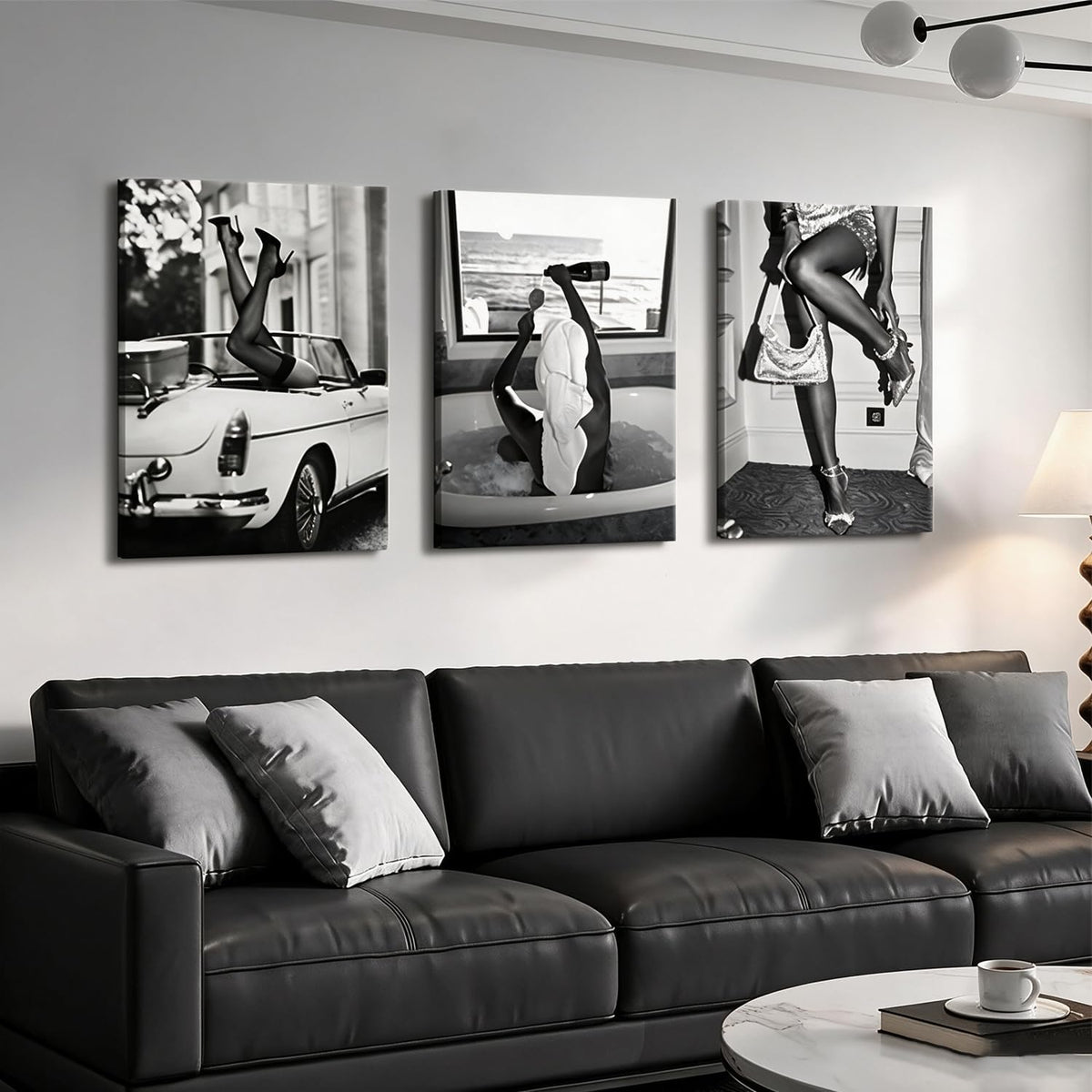 Kjarynax Arte de pared en lienzo en blanco y negro vintage con taco...